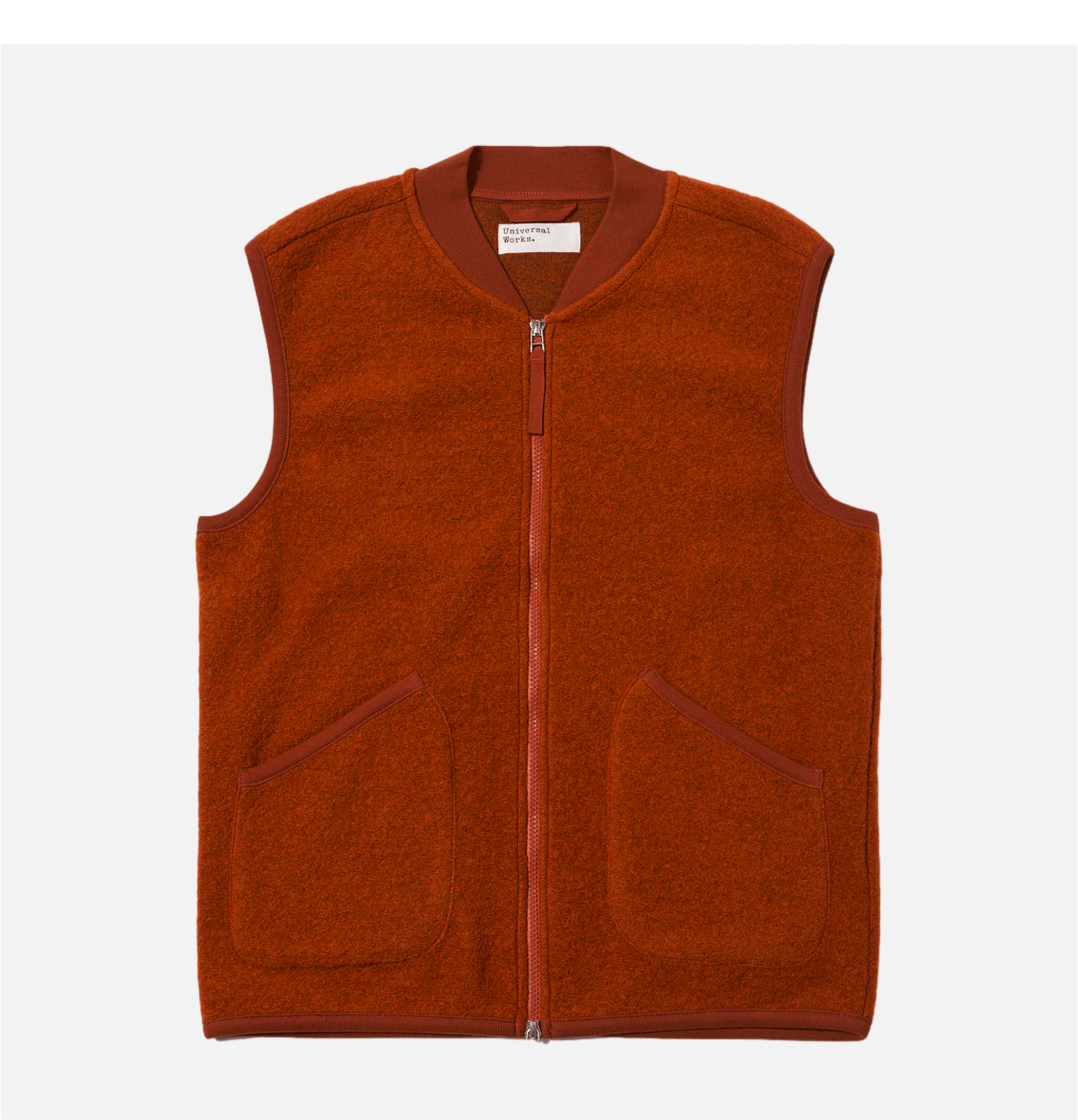 Zip Waistcoat Wool Rust