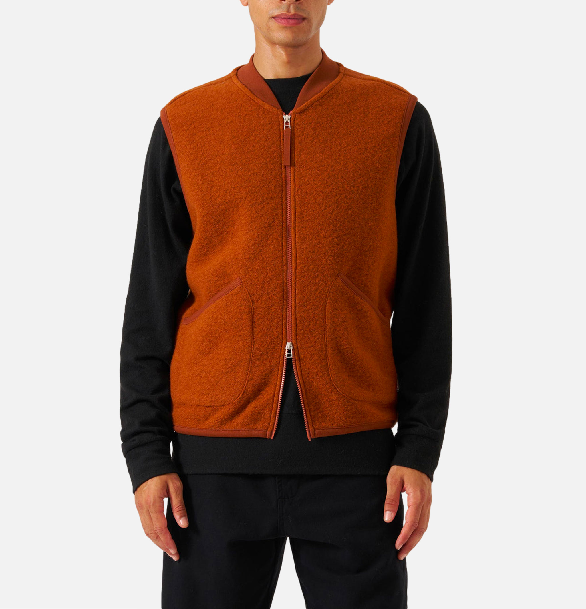 Zip Waistcoat Wool Rust