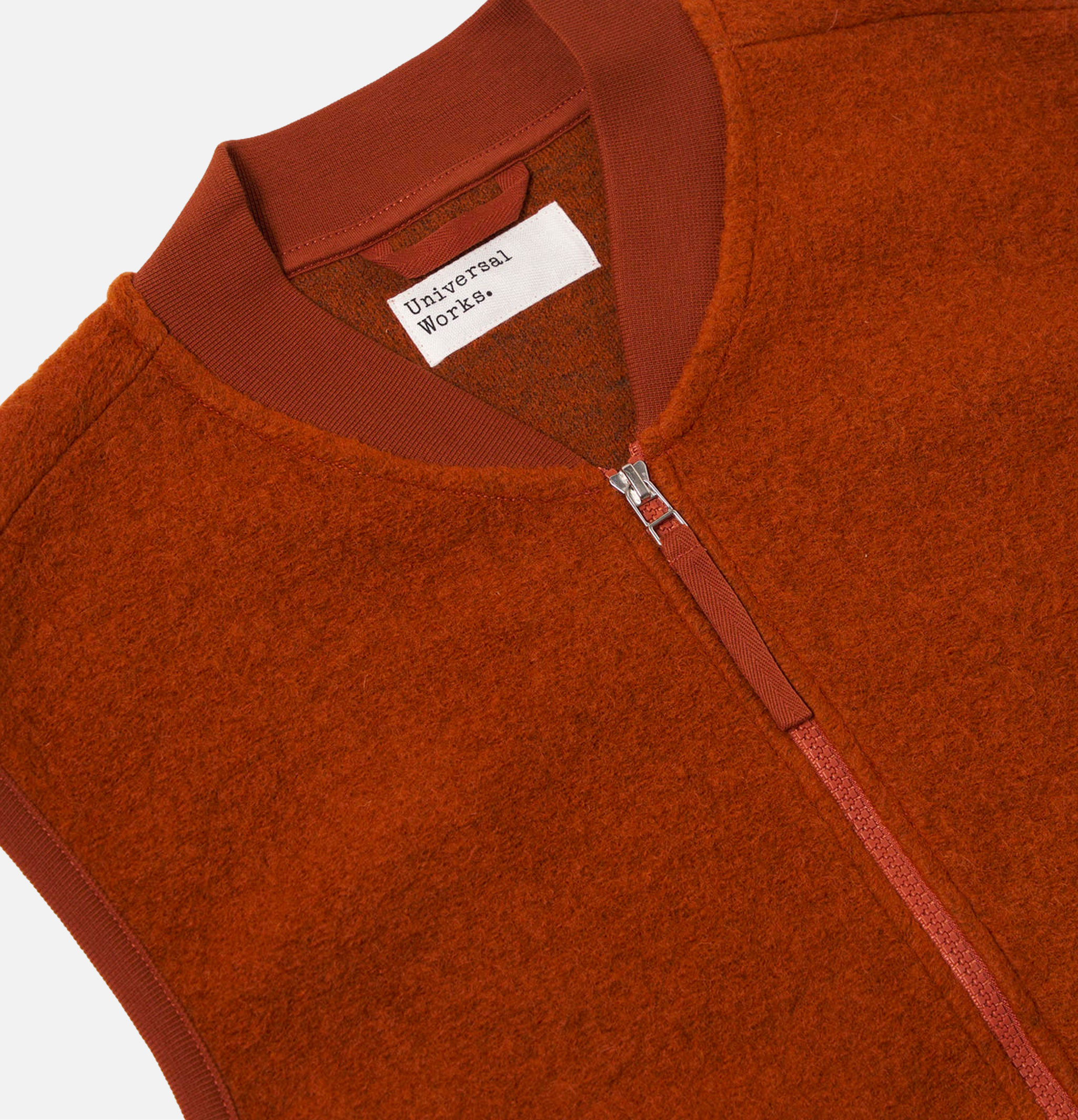 Zip Waistcoat Wool Rust