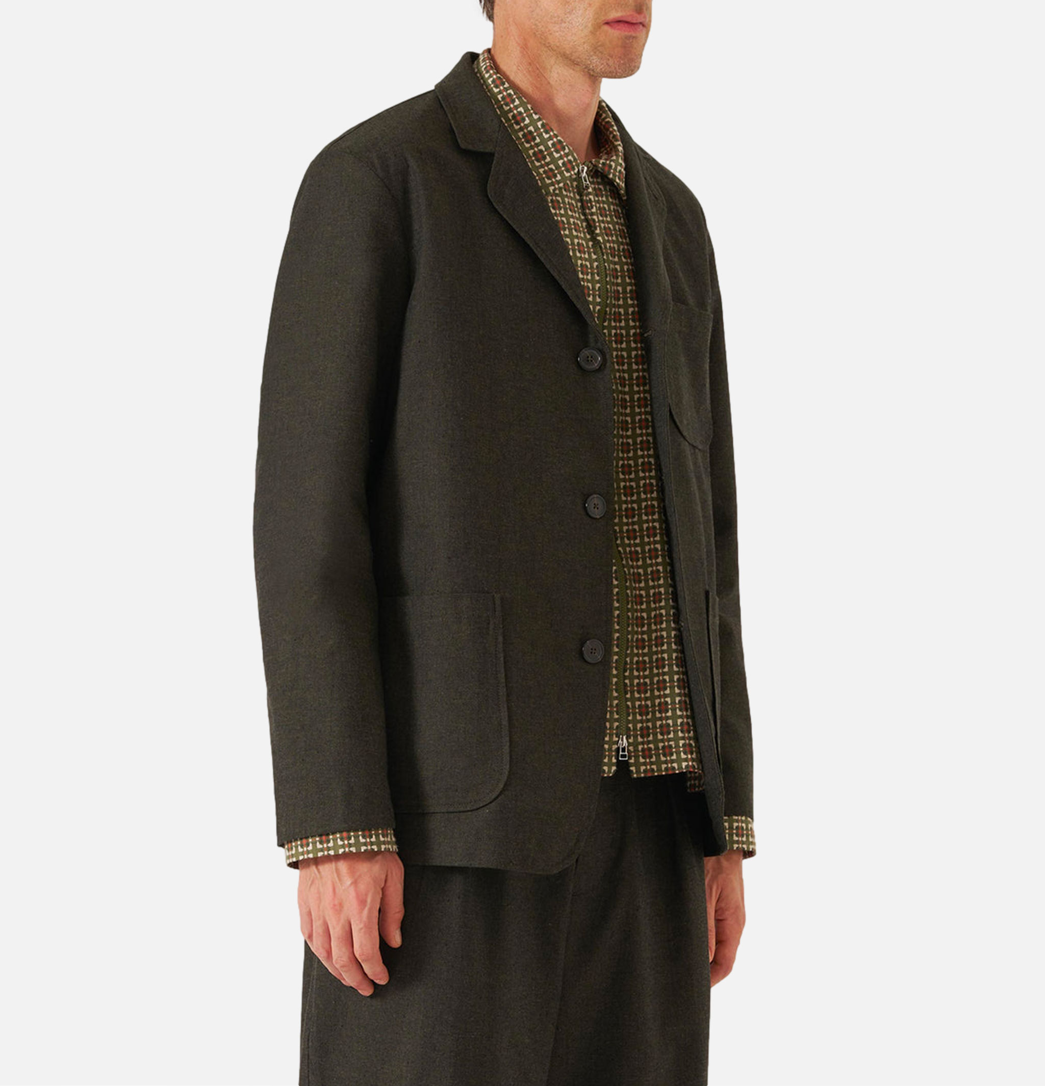 Three Button Jacket Lucca Suiting Olive