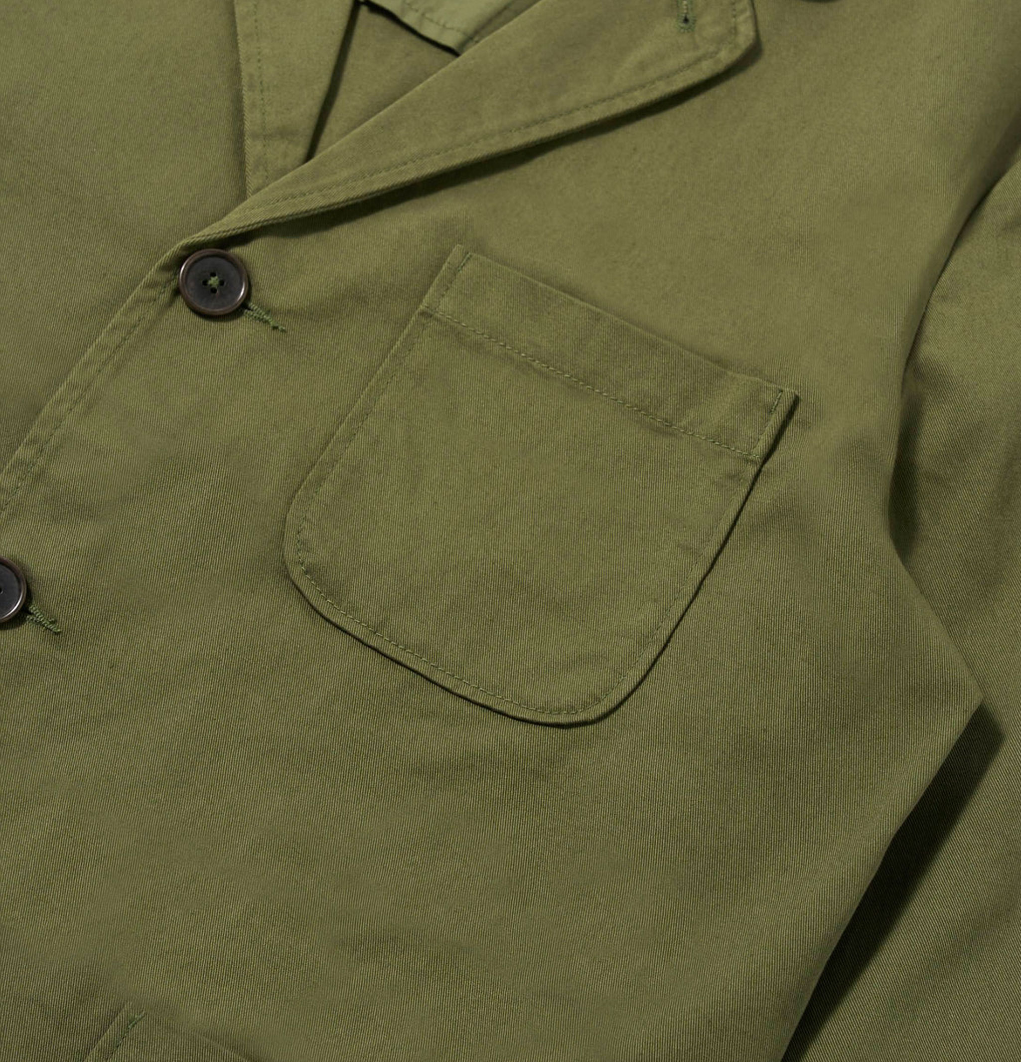 Three Button Jacket Twill Olive