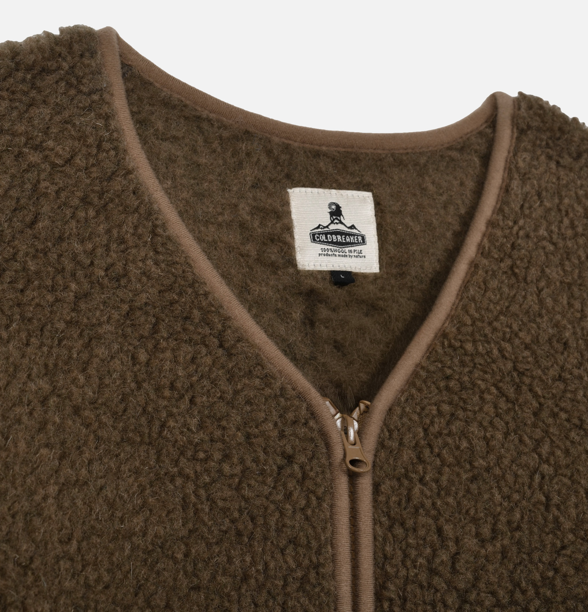 Zip Up Vee Cardigan Bark