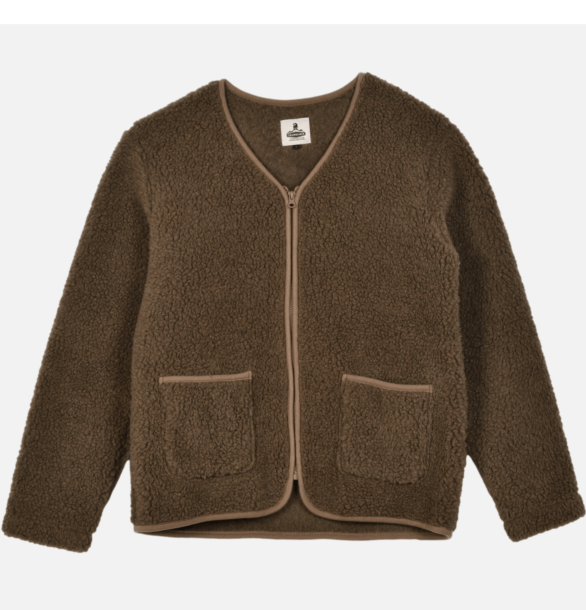 Zip Up Vee Cardigan Bark