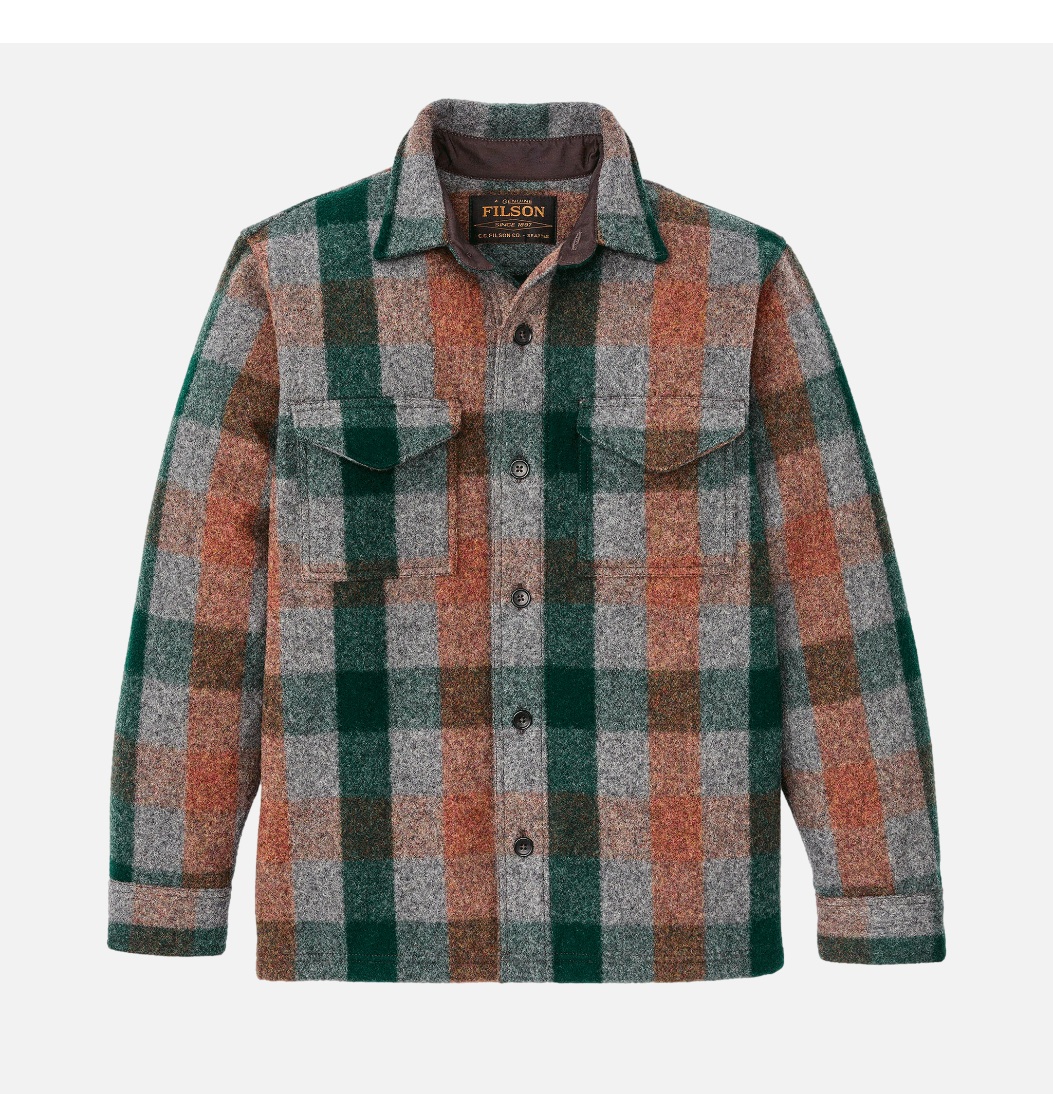 Filson Mackinaw Wool Jacket Shirt Green Oran