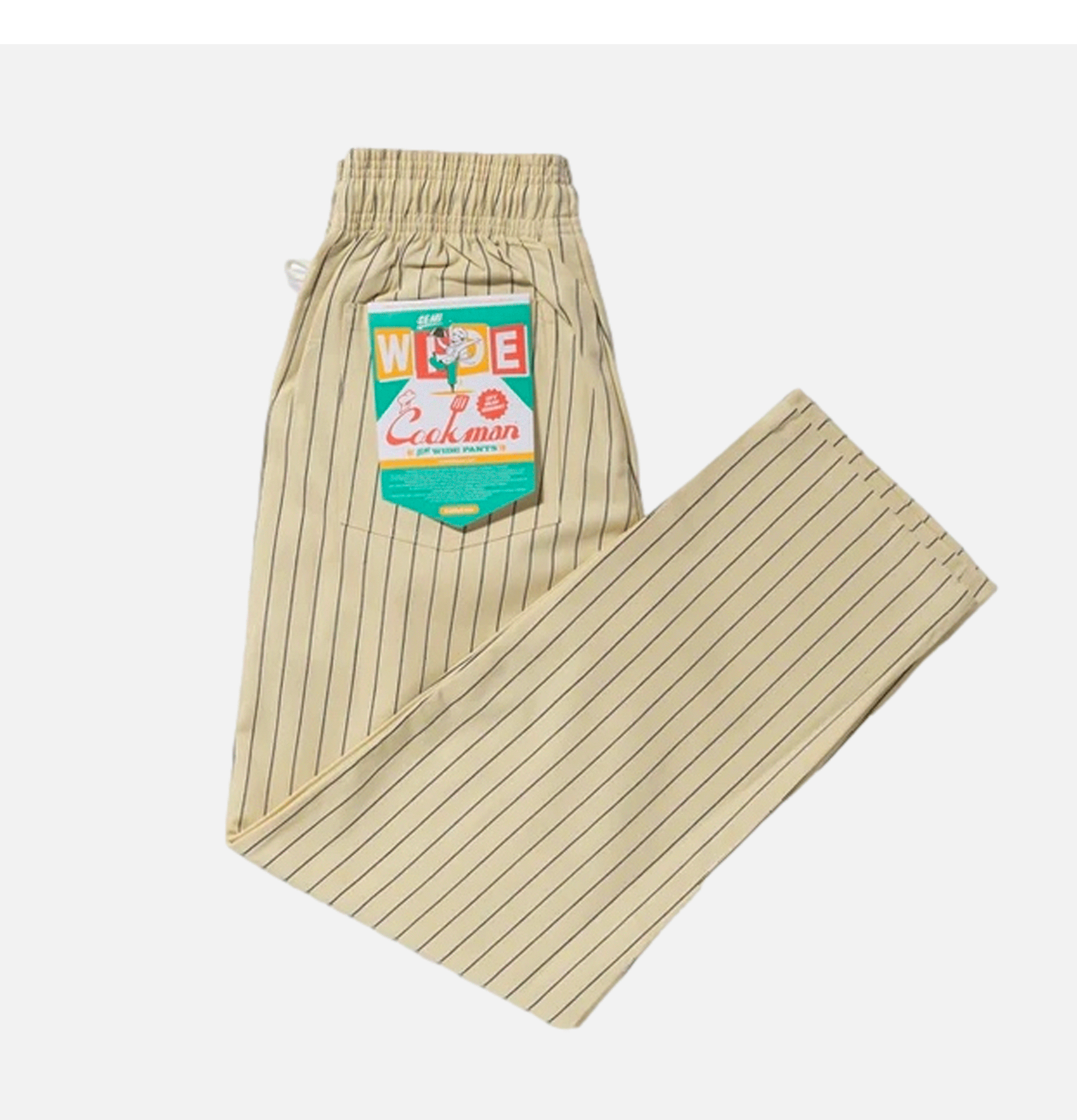 Cookman Semi-Wide Herringbone Stripe Cream Pants