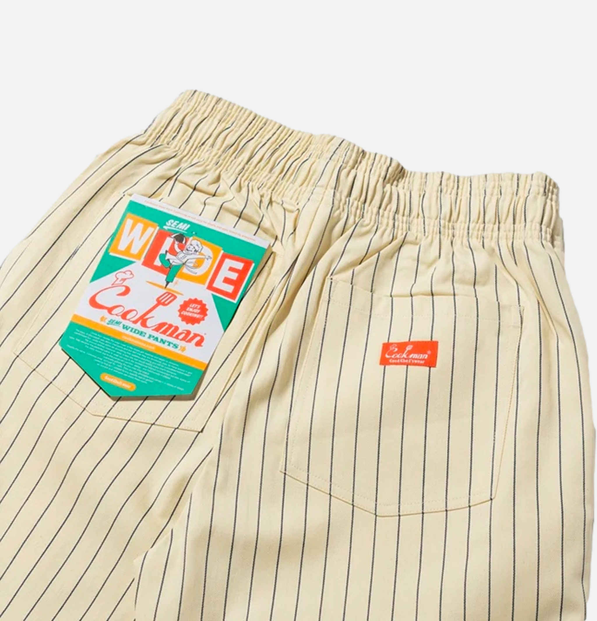 Cookman Semi-Wide Herringbone Stripe Cream Pants Cookman Semi-Wide Herringbone Stripe Cream Pants