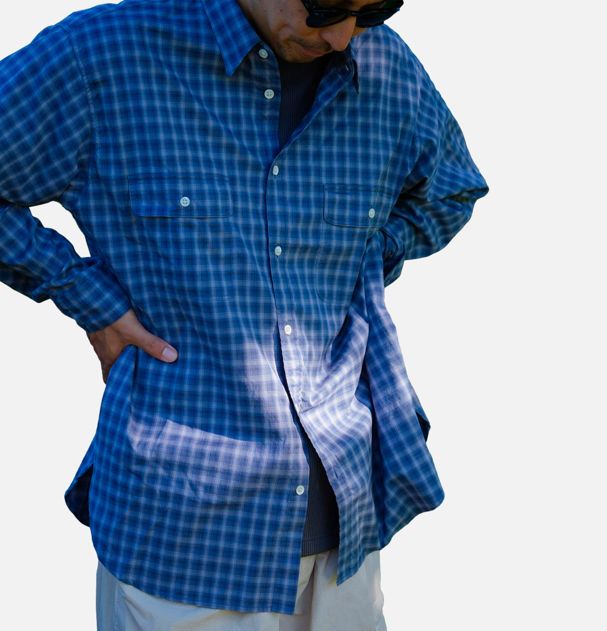 Ombre Check Shirt Blue