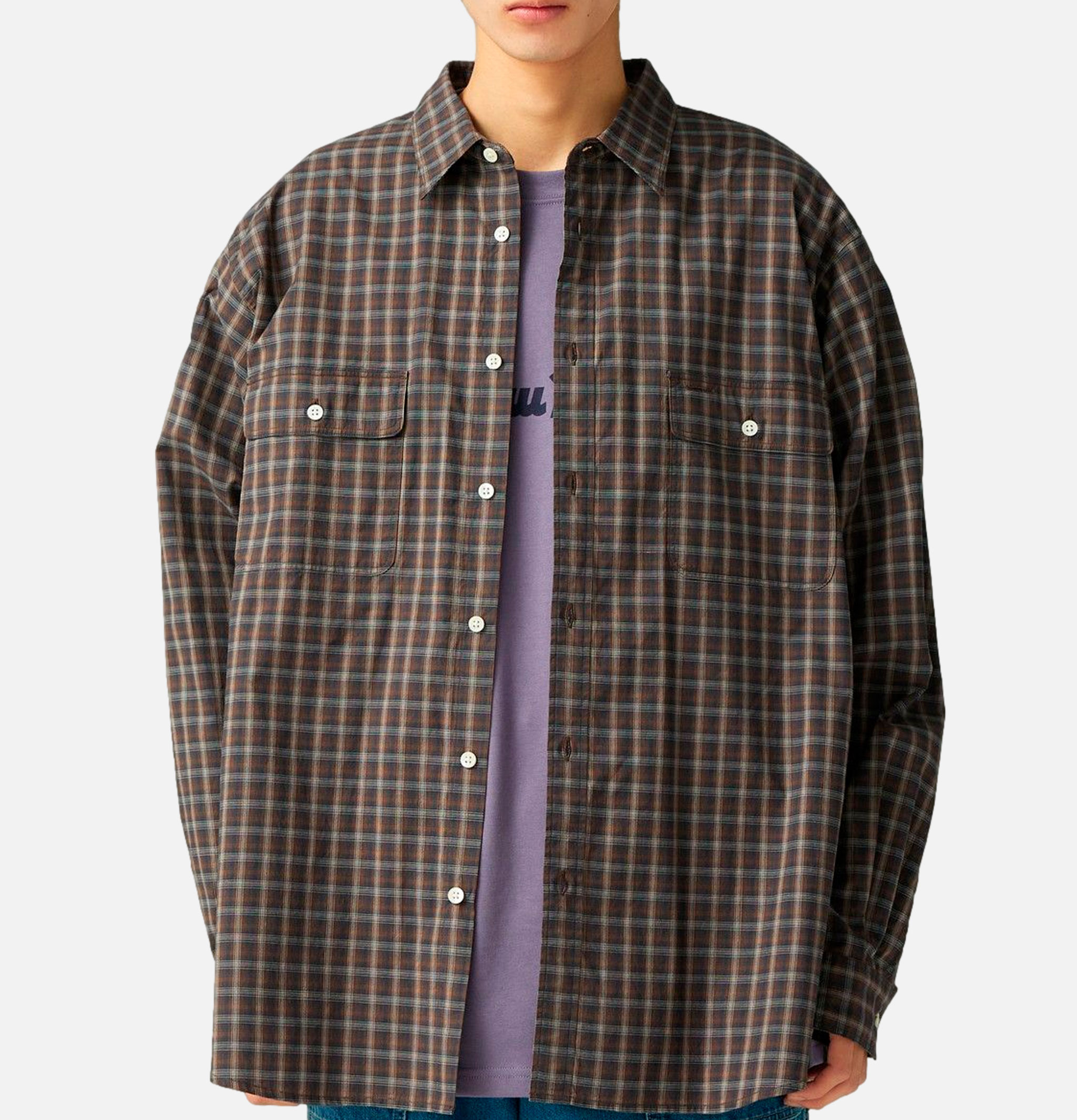 Ombre Check Shirt Brown