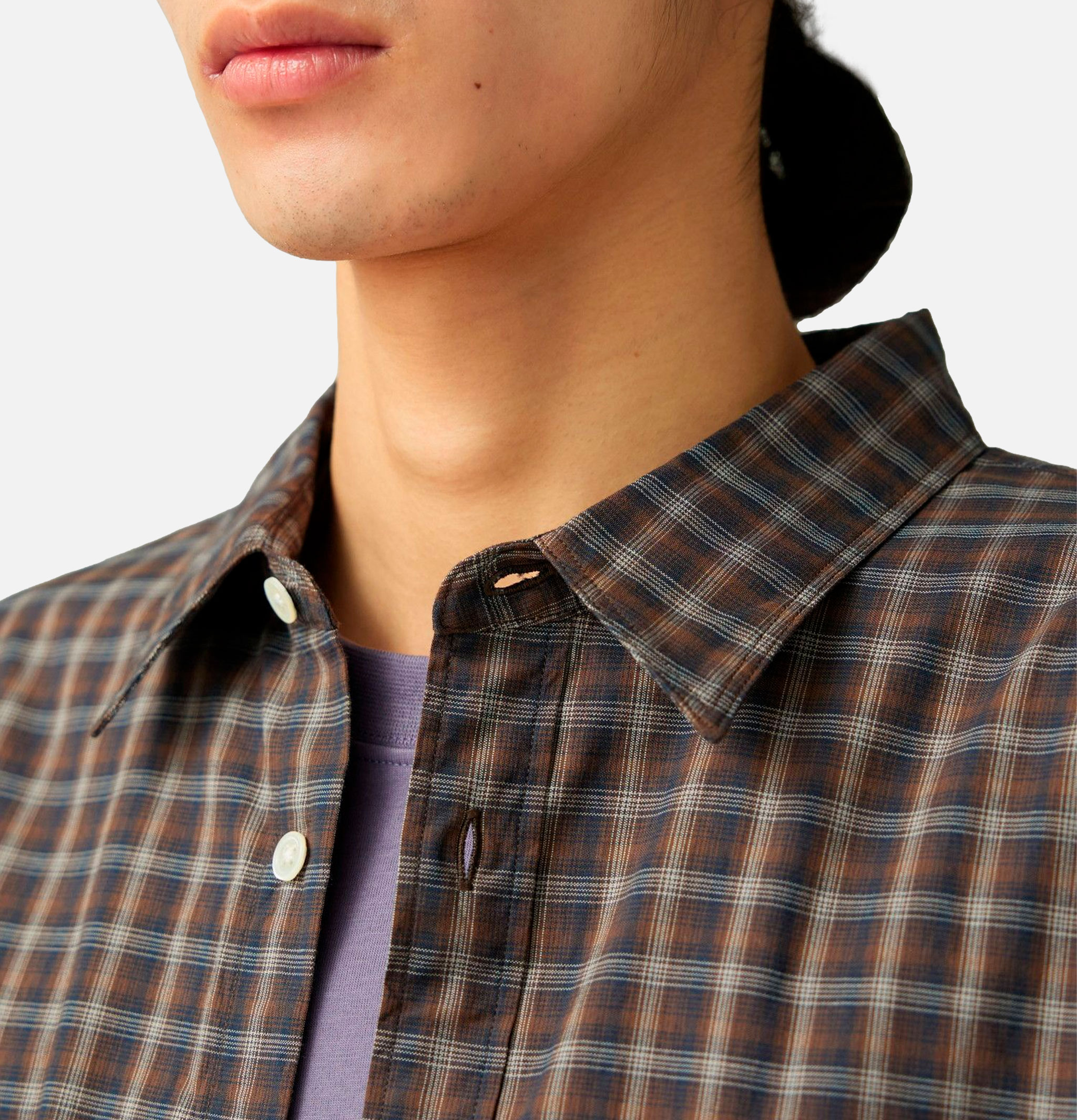 Ombre Check Shirt Brown