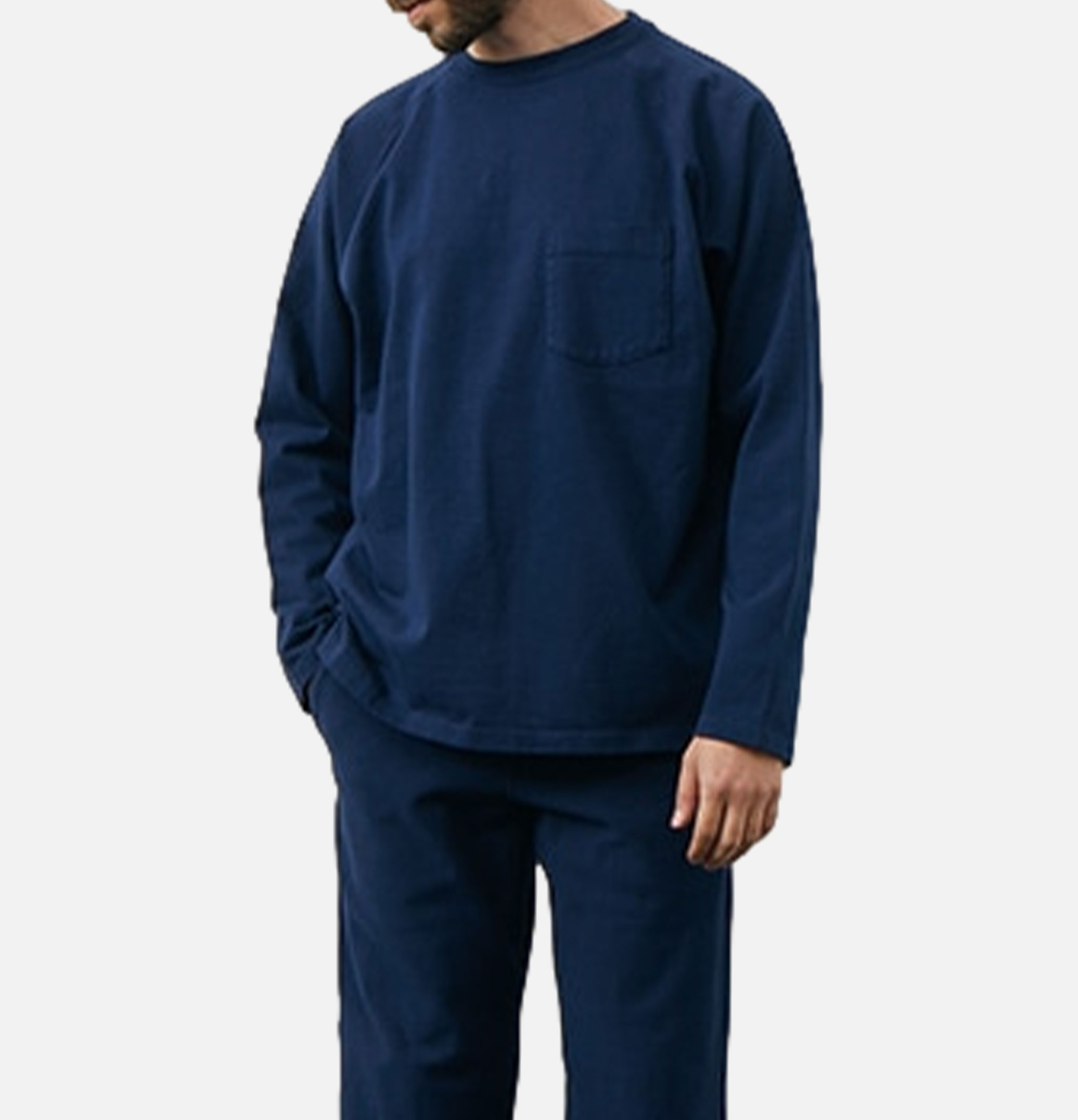 Good On Ls Heavy Raglan Pocket Tee Navy