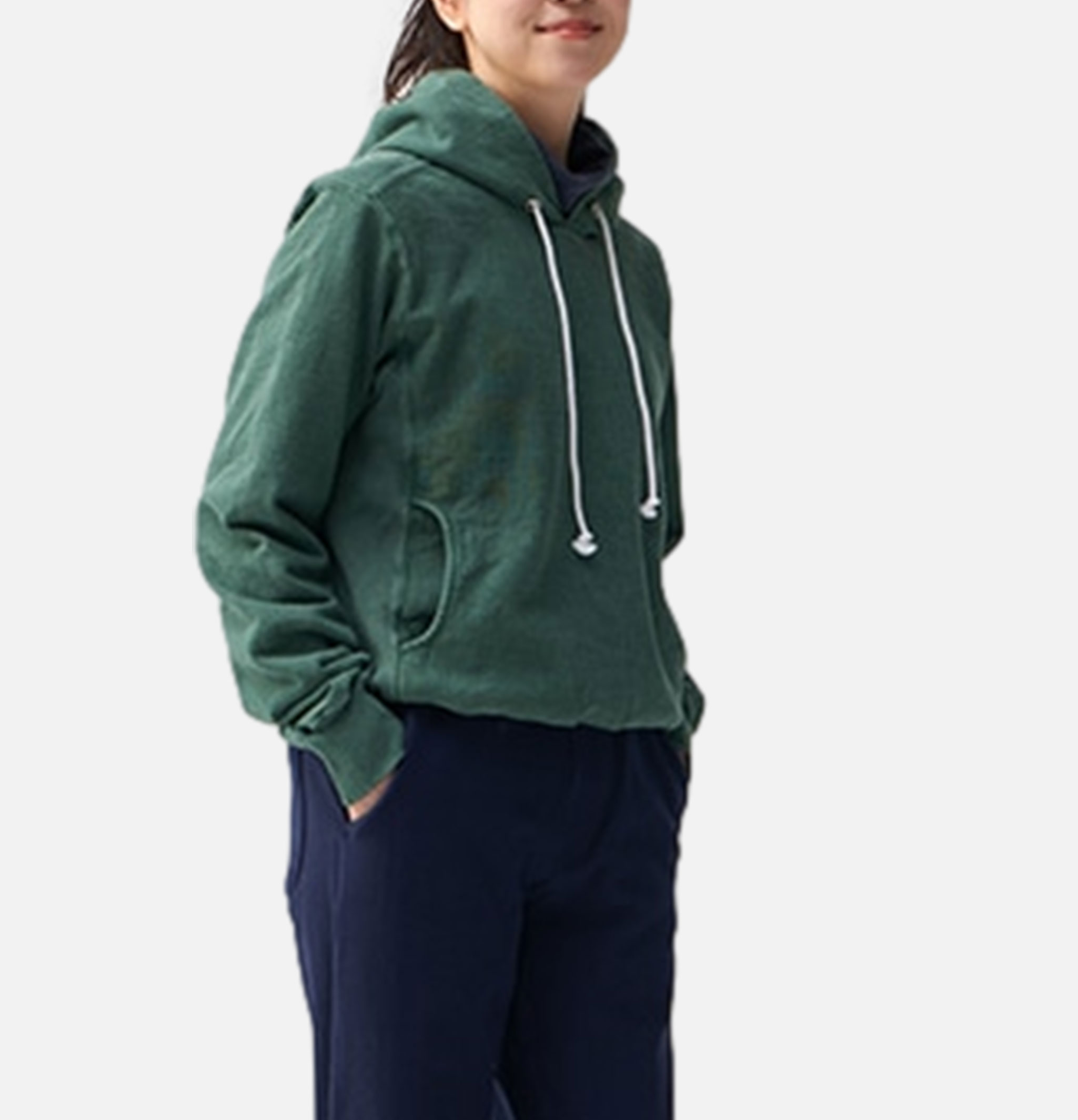 Good On Japan Sweat Heavy Hooded Crew Dark Green