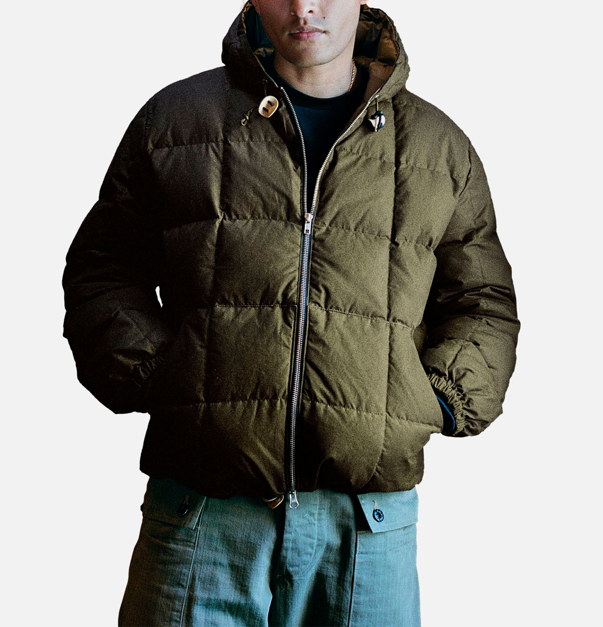 Hooded Sweat Wax Green Wood