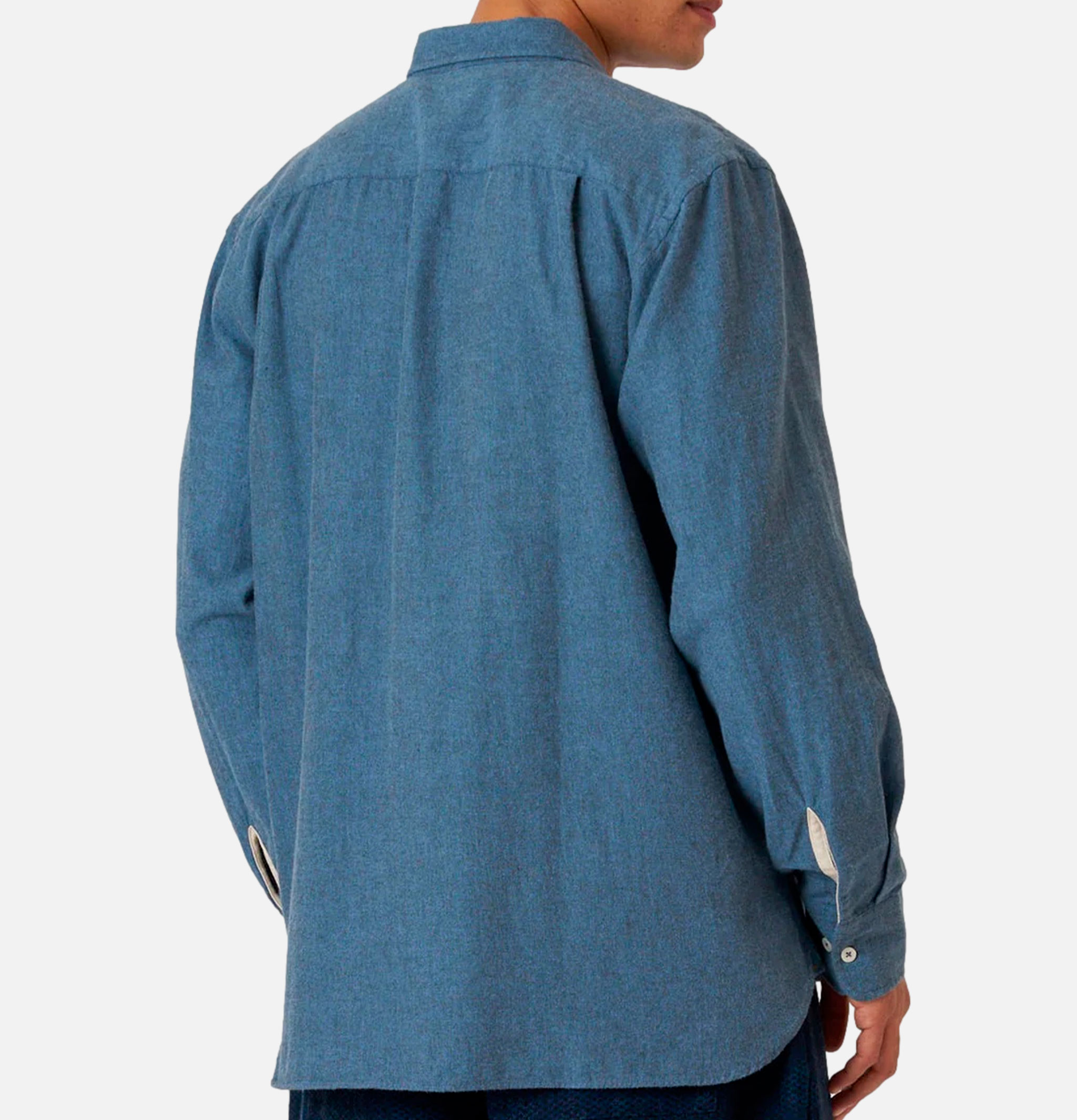 Square Pocket Shirt Blue Brushed Twill