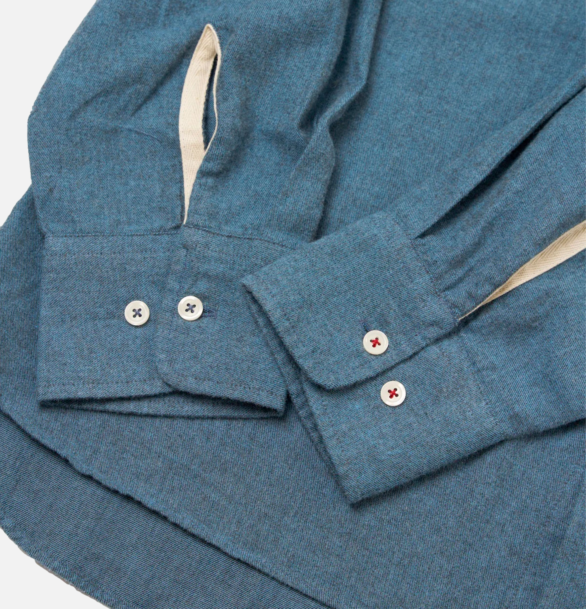 Square Pocket Shirt Blue Brushed Twill