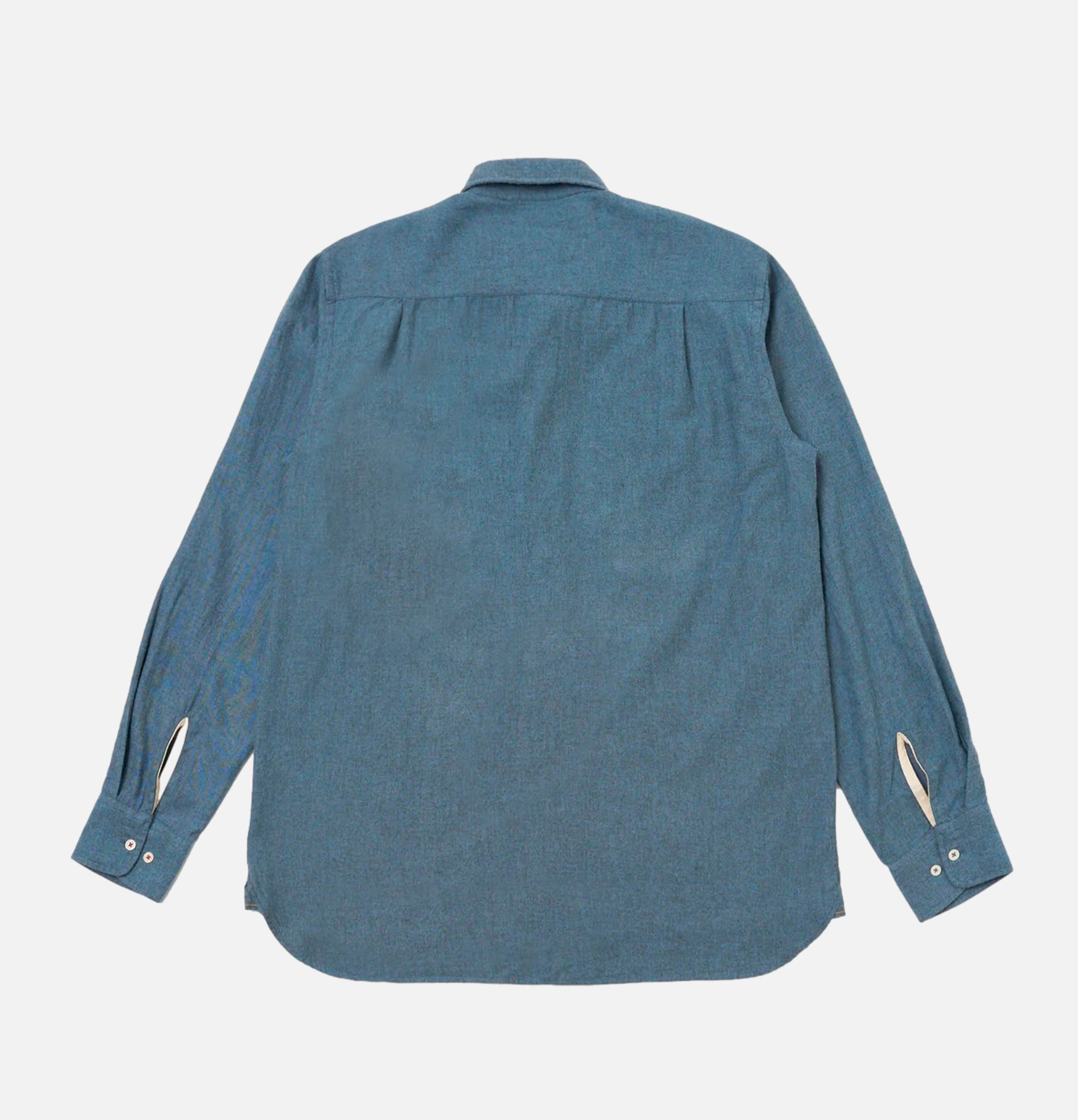 Square Pocket Shirt Blue Brushed Twill
