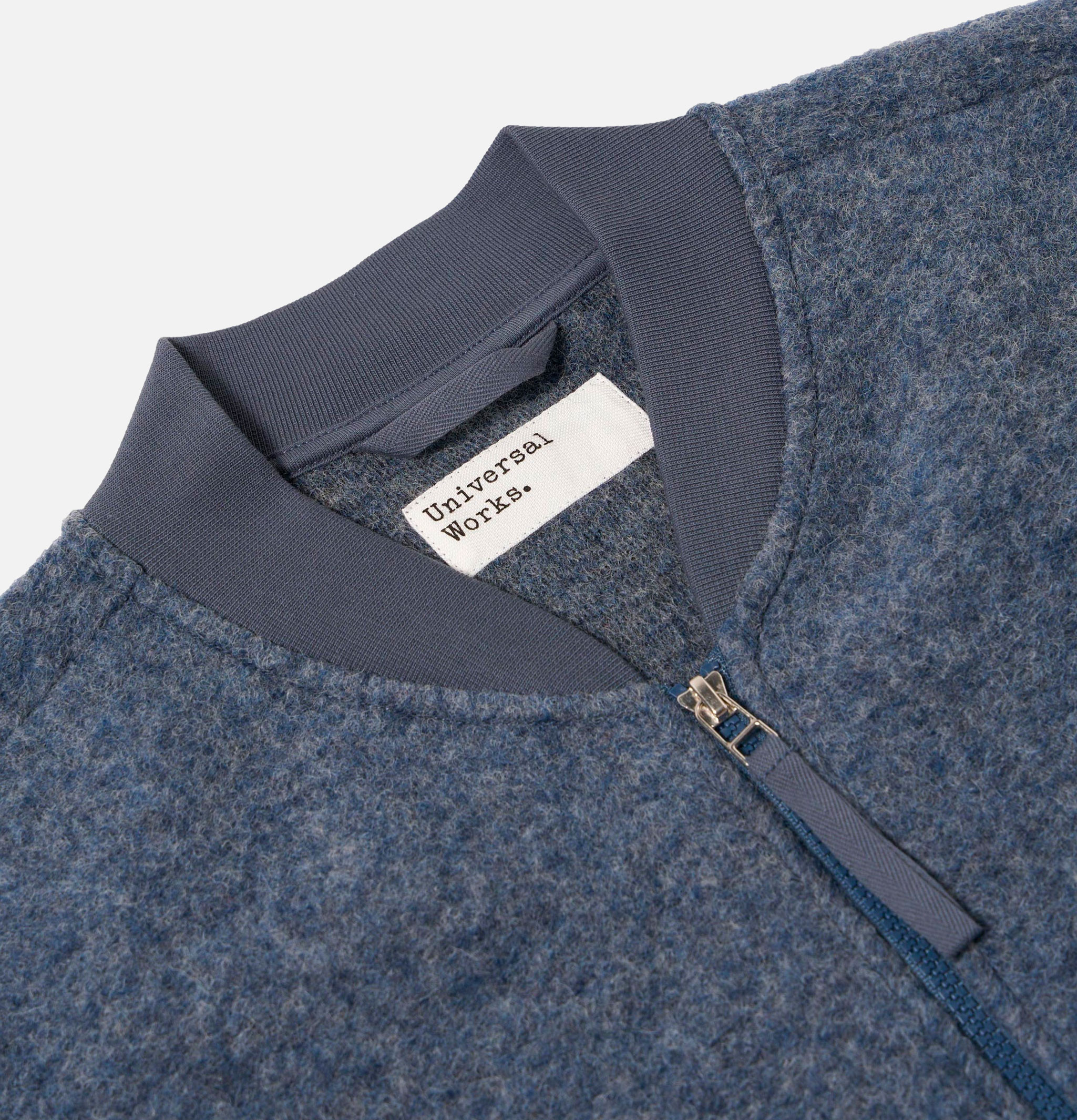 Zip Waistcoat Wool Slate Blue