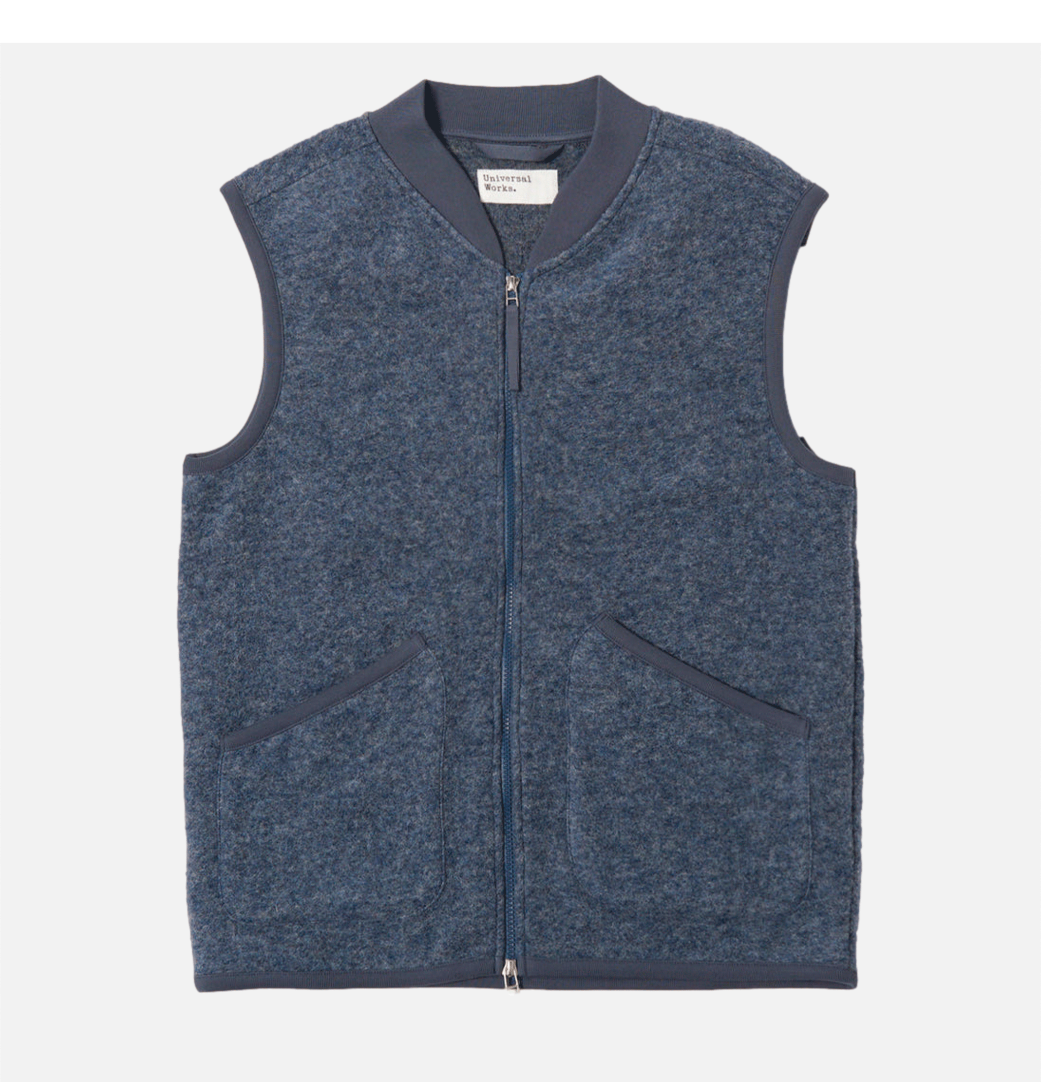 Zip Waistcoat Wool Slate Blue