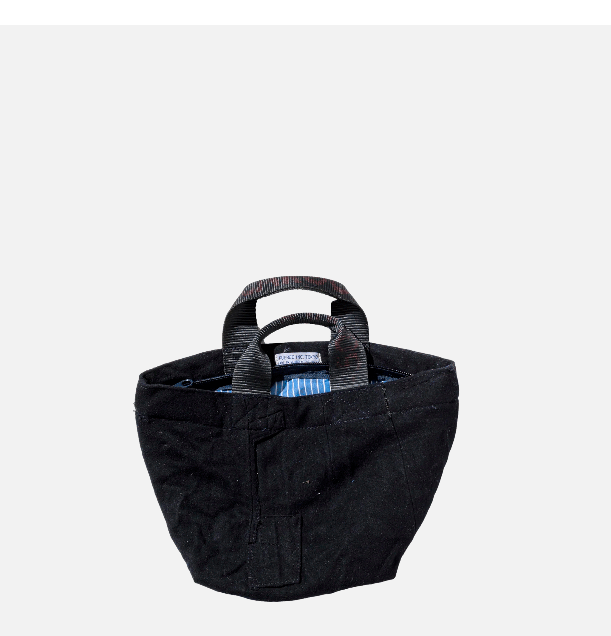 Wool Zip Tote Bag Blue Linning