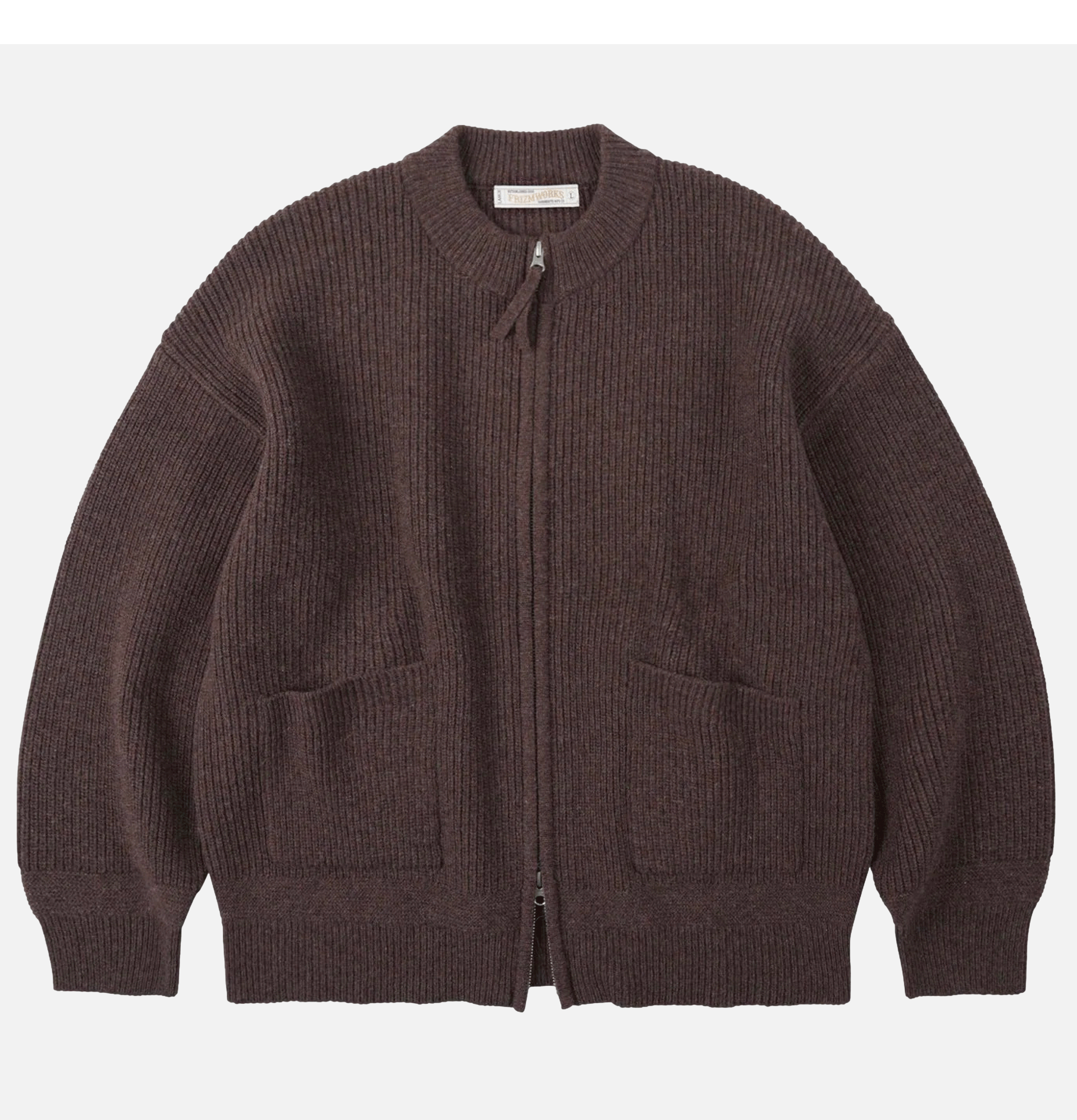 Frizmworks Deck Zipup Cardigan in Chocolate Brown