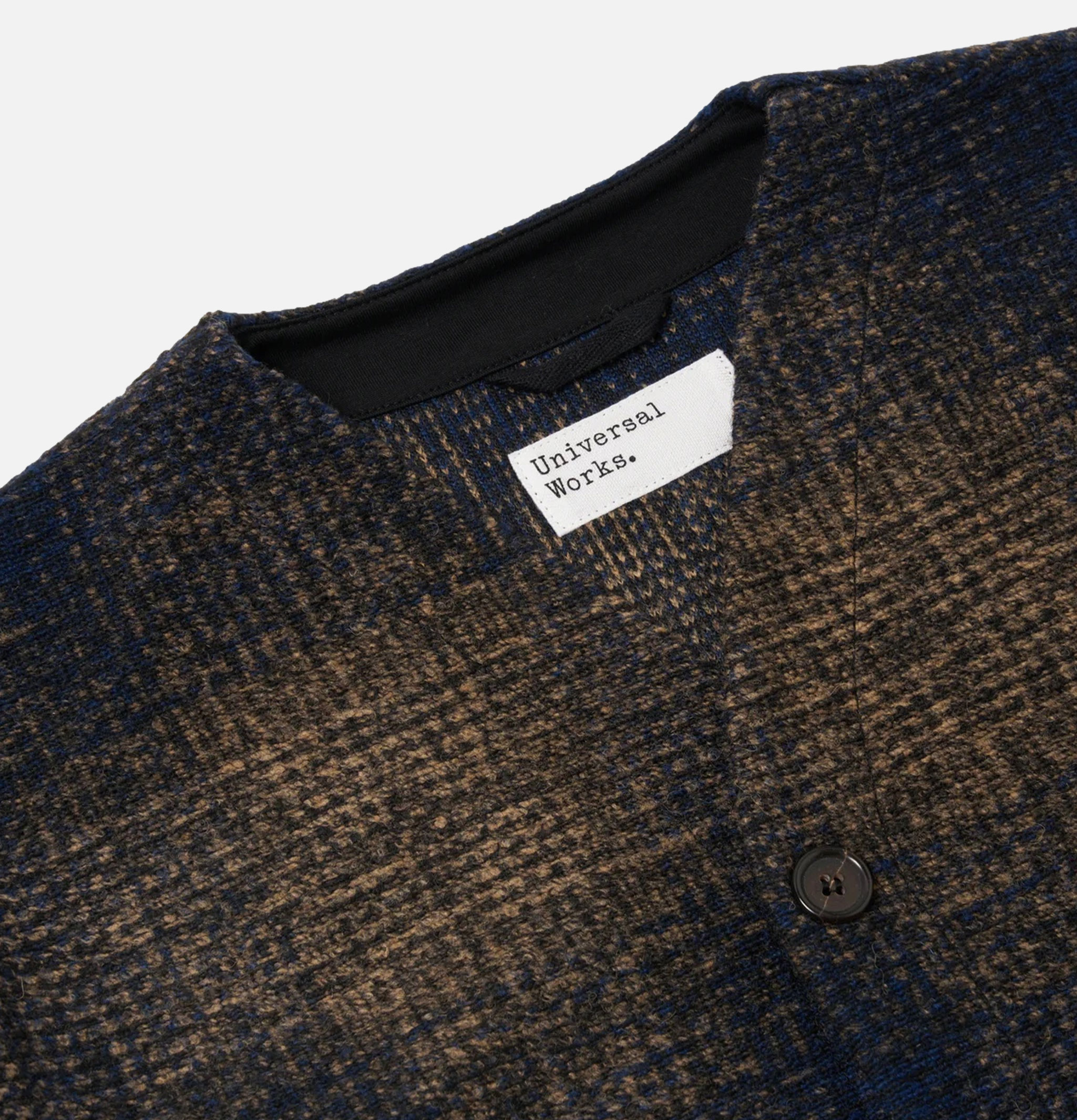 Universal Works Cardigan Deca Check Bleu