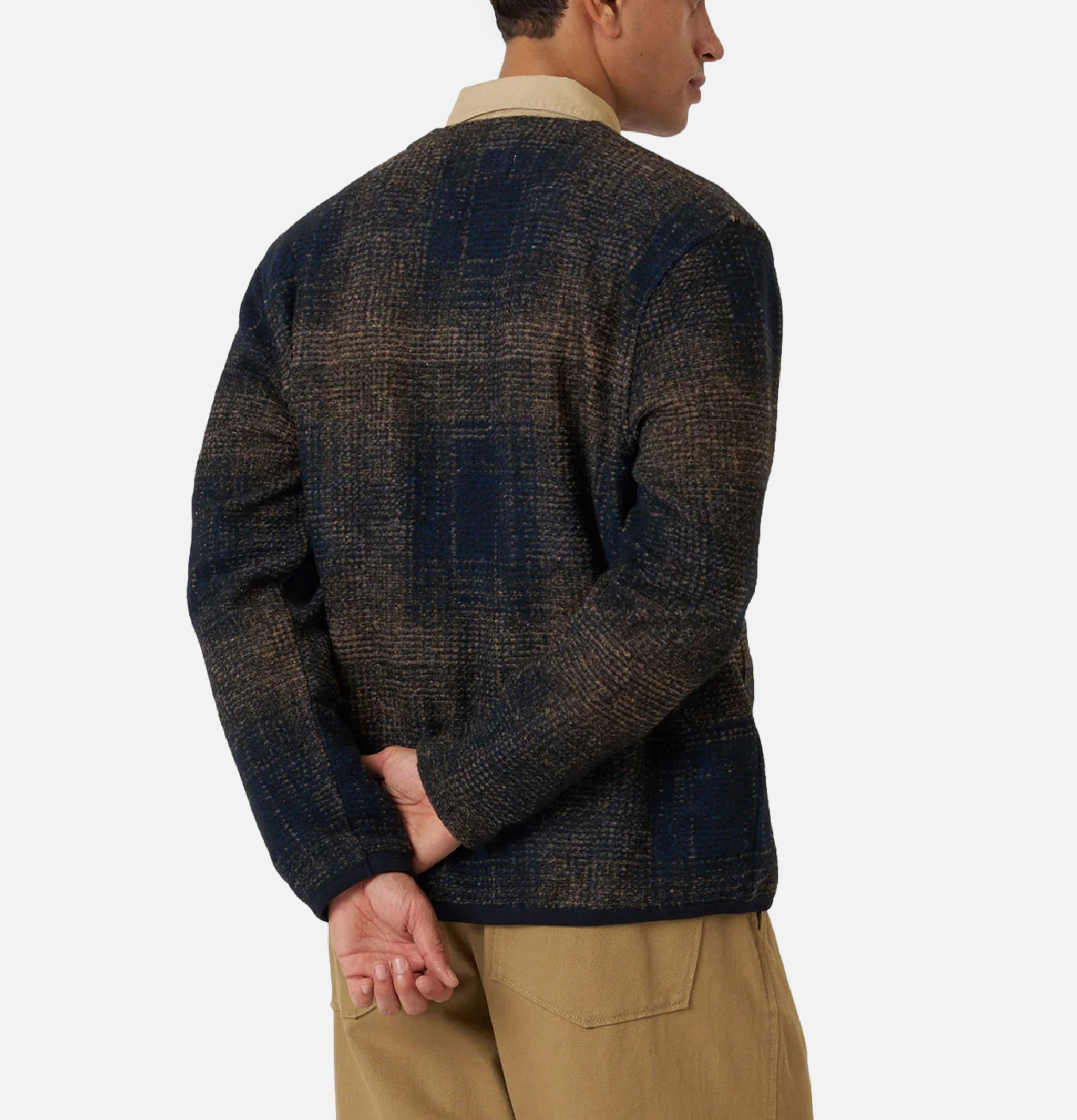 Universal Works Cardigan Deca Check Bleu