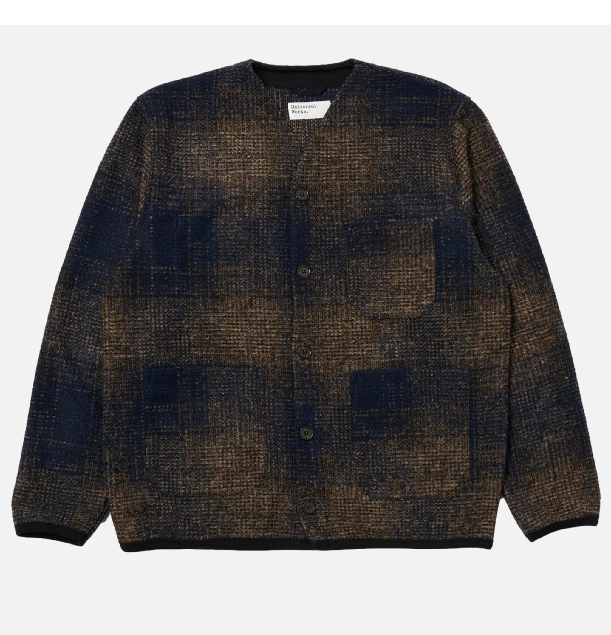 Universal Works Cardigan Deca Check Bleu