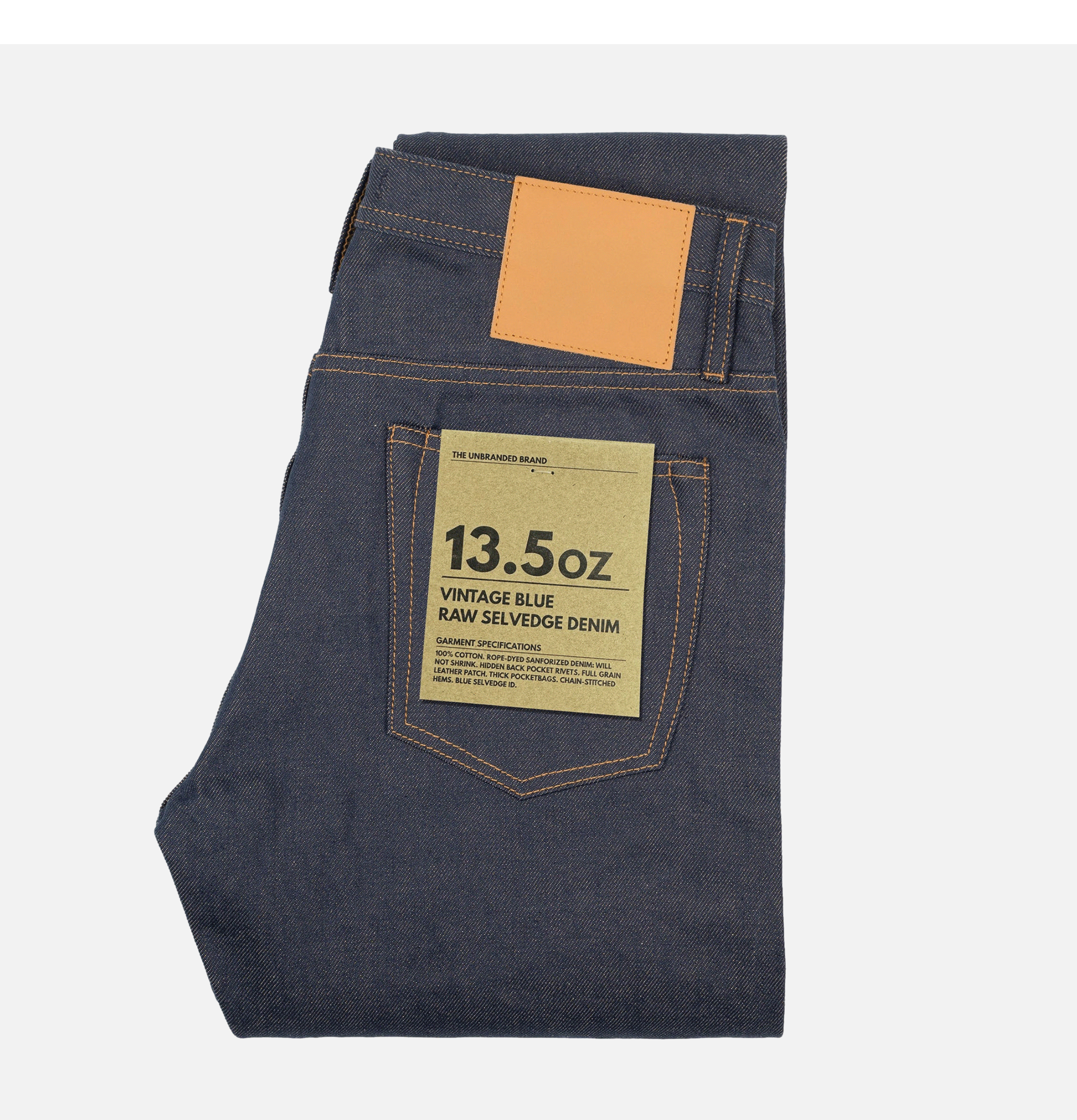 UNBRANDED BRAND 854 13.5oz Relaxed Straight Indigo Blue