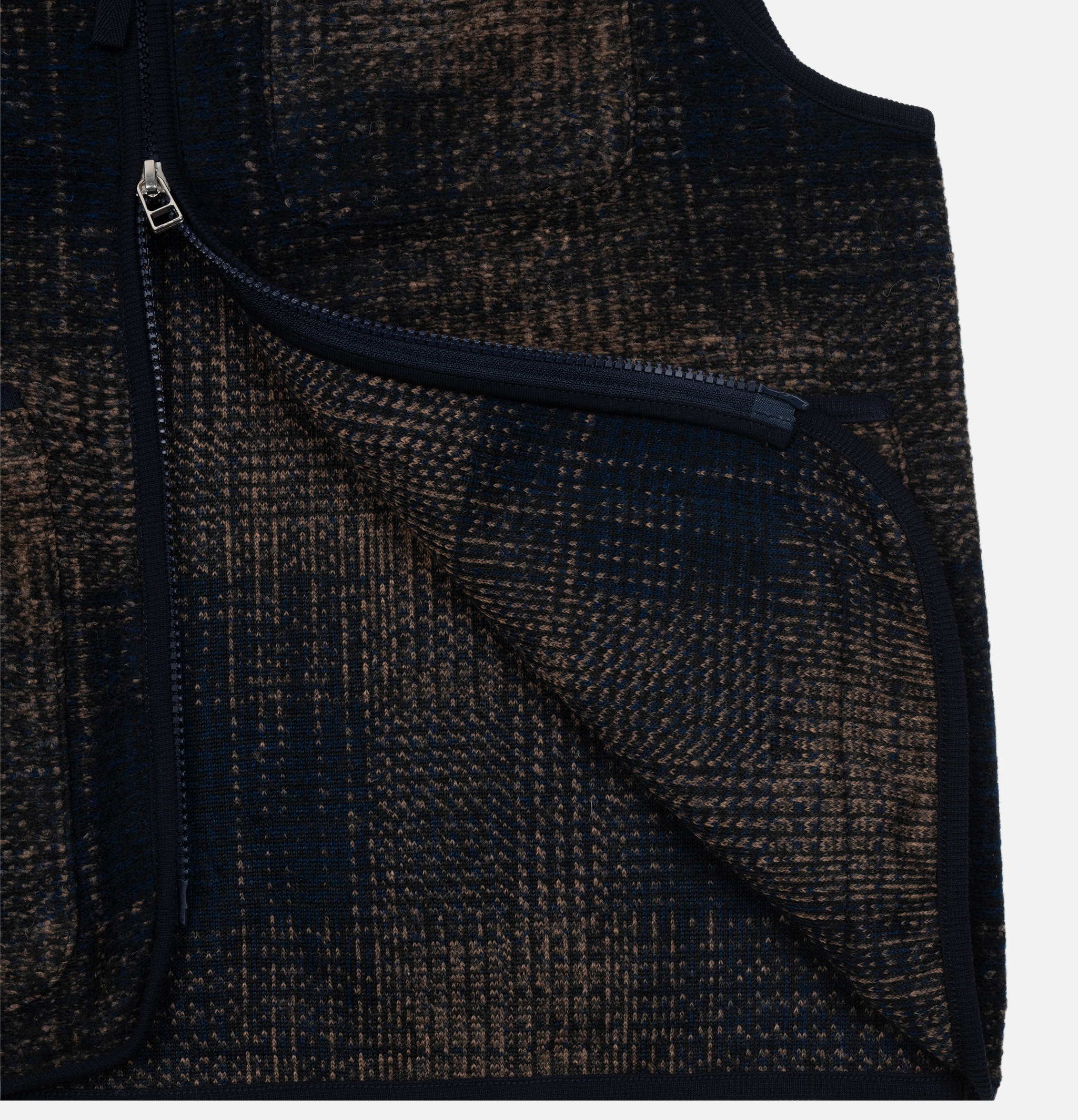 Universal Works Deca Check Waistcoat Blue