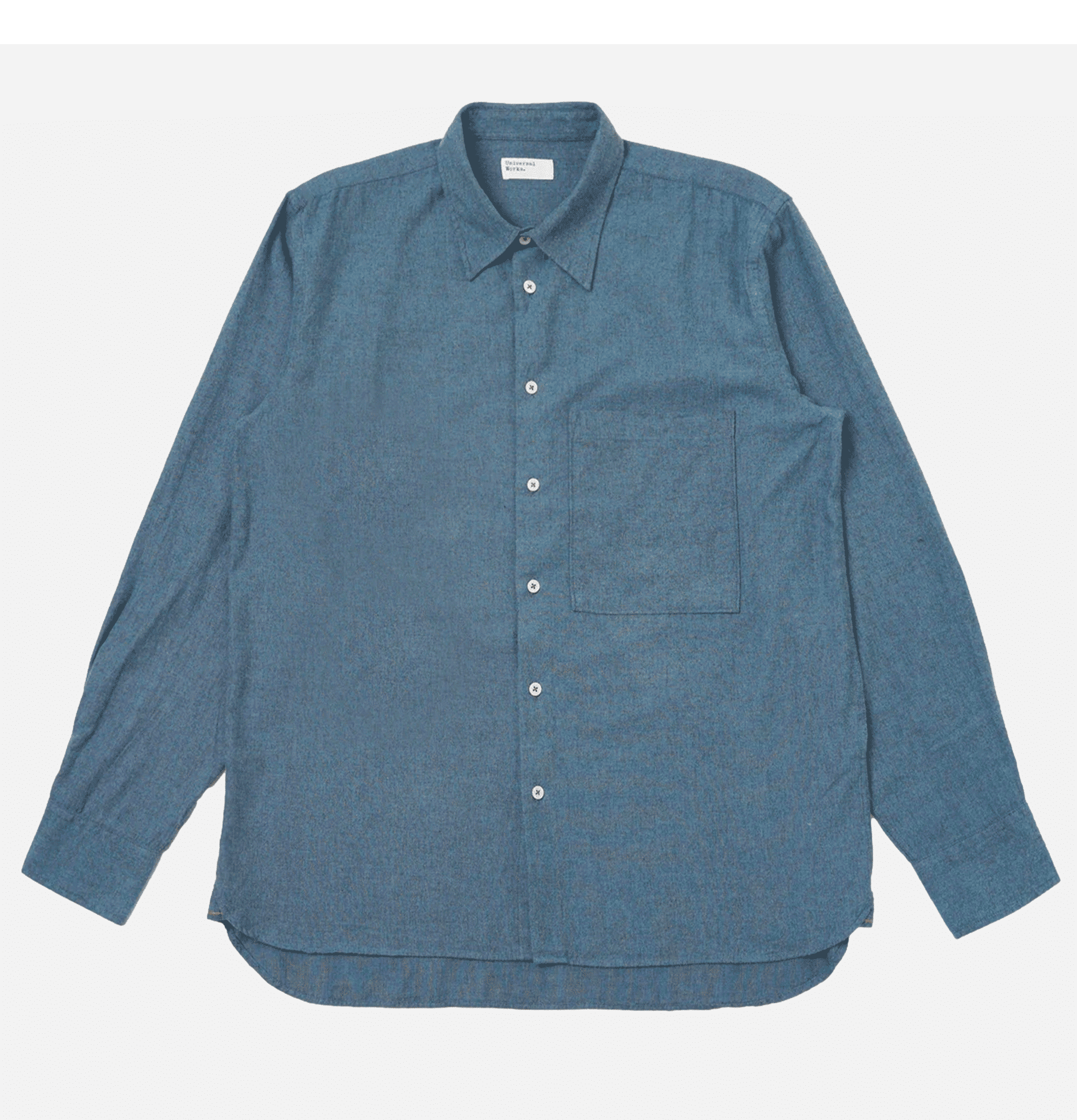 Chemise Square Pocket Blue Brushed Twill