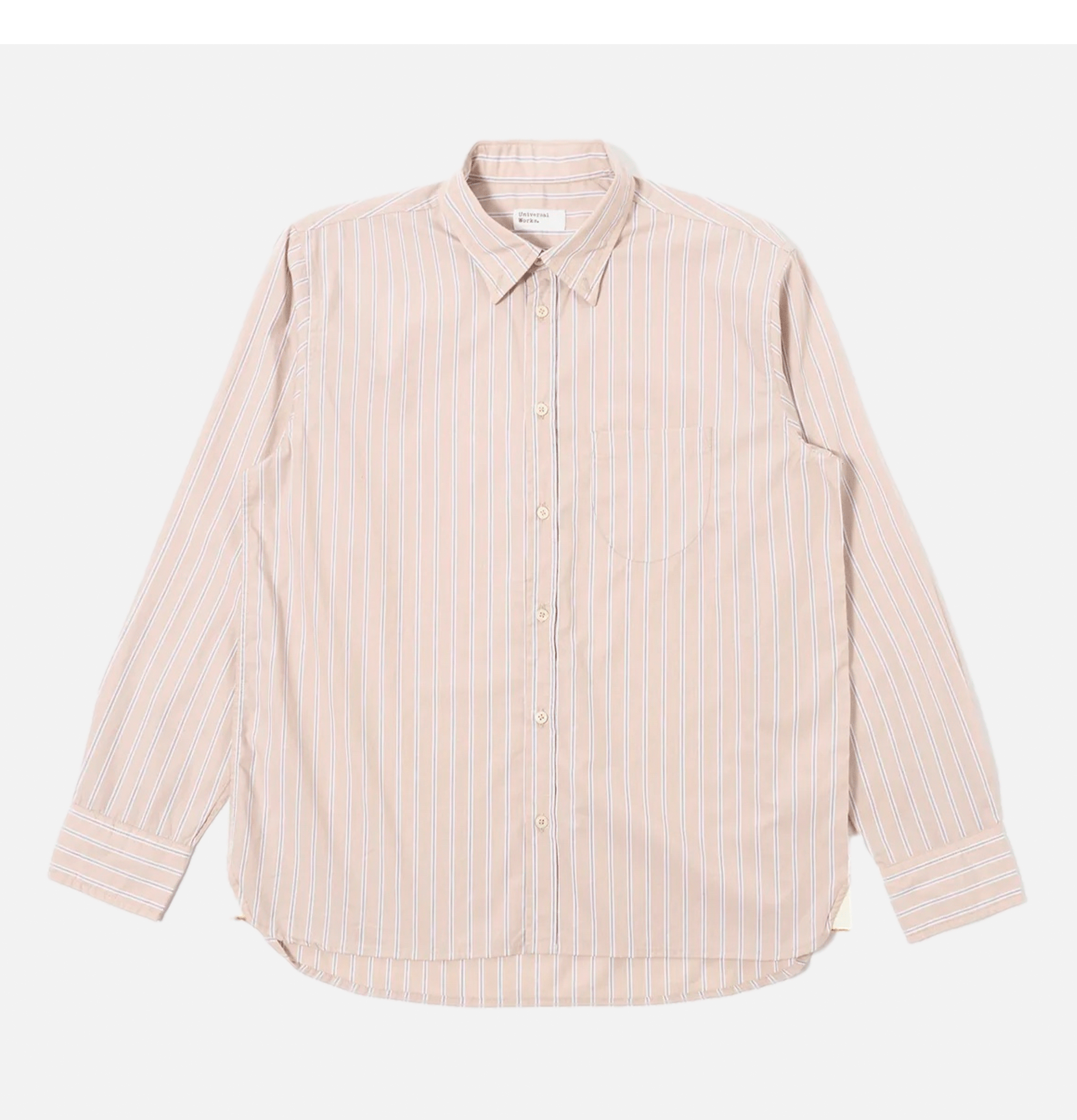 Universal Works Lazy Day Shirt Urban Stripe Sand