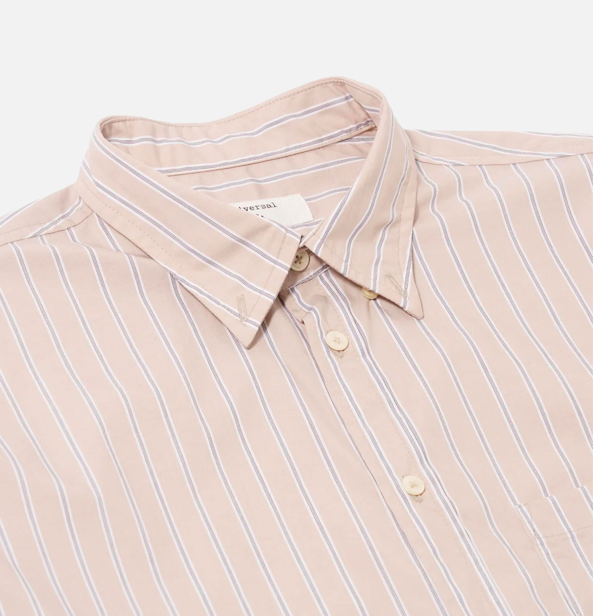 Universal Works Lazy Day Shirt Urban Stripe Sand