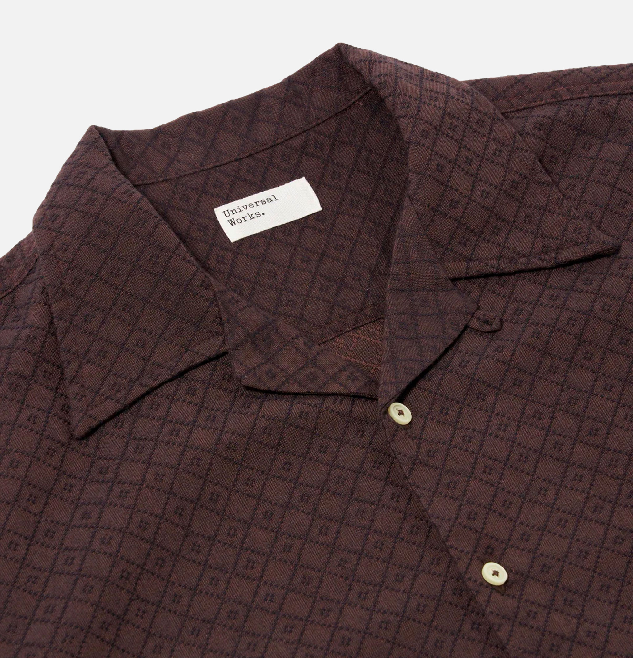 Universal Works Deck Shirt Diamond Dobby Brown