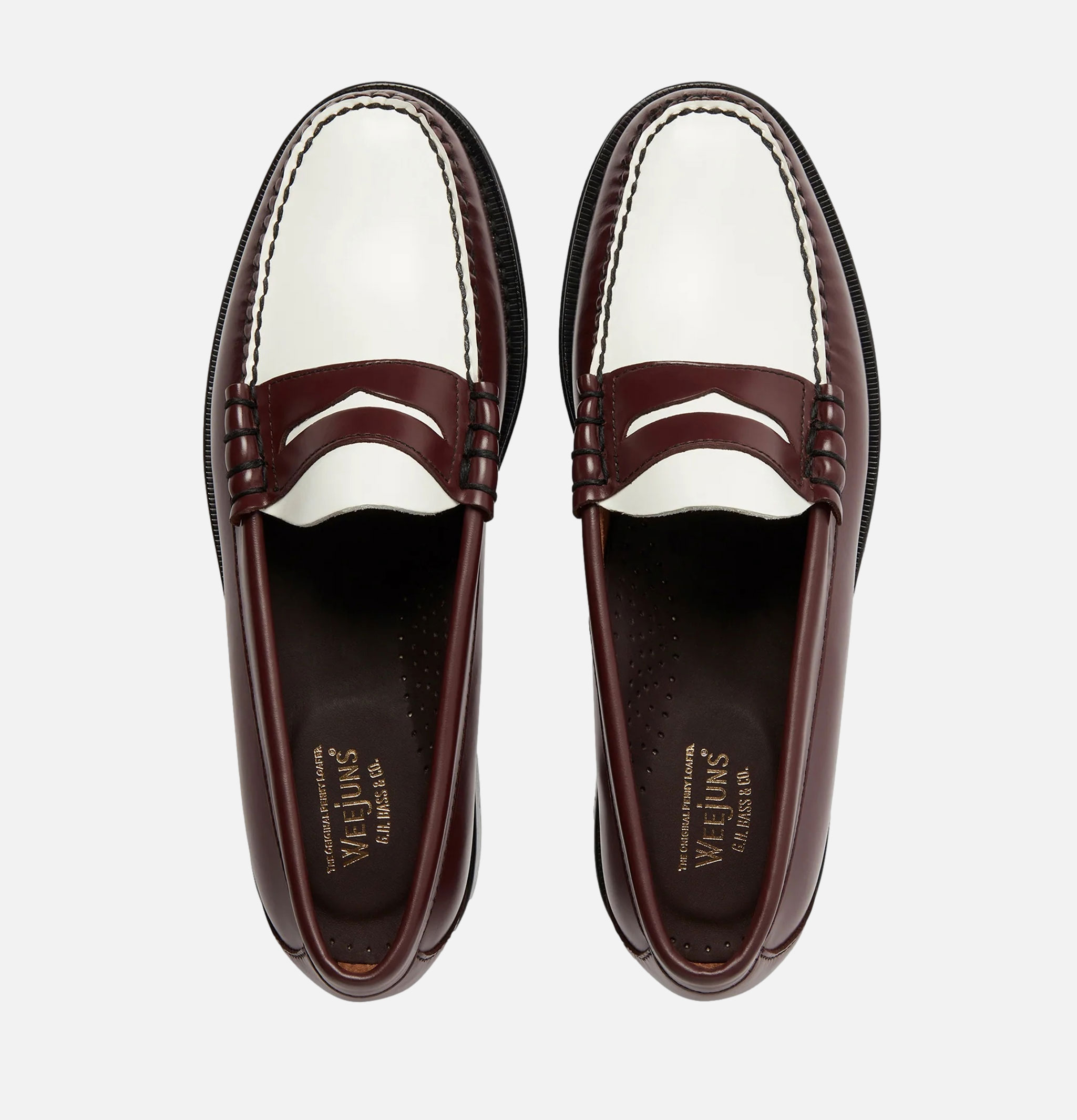 G.H. Bass Weejuns Larson Penny Loafers Wine et Blanc