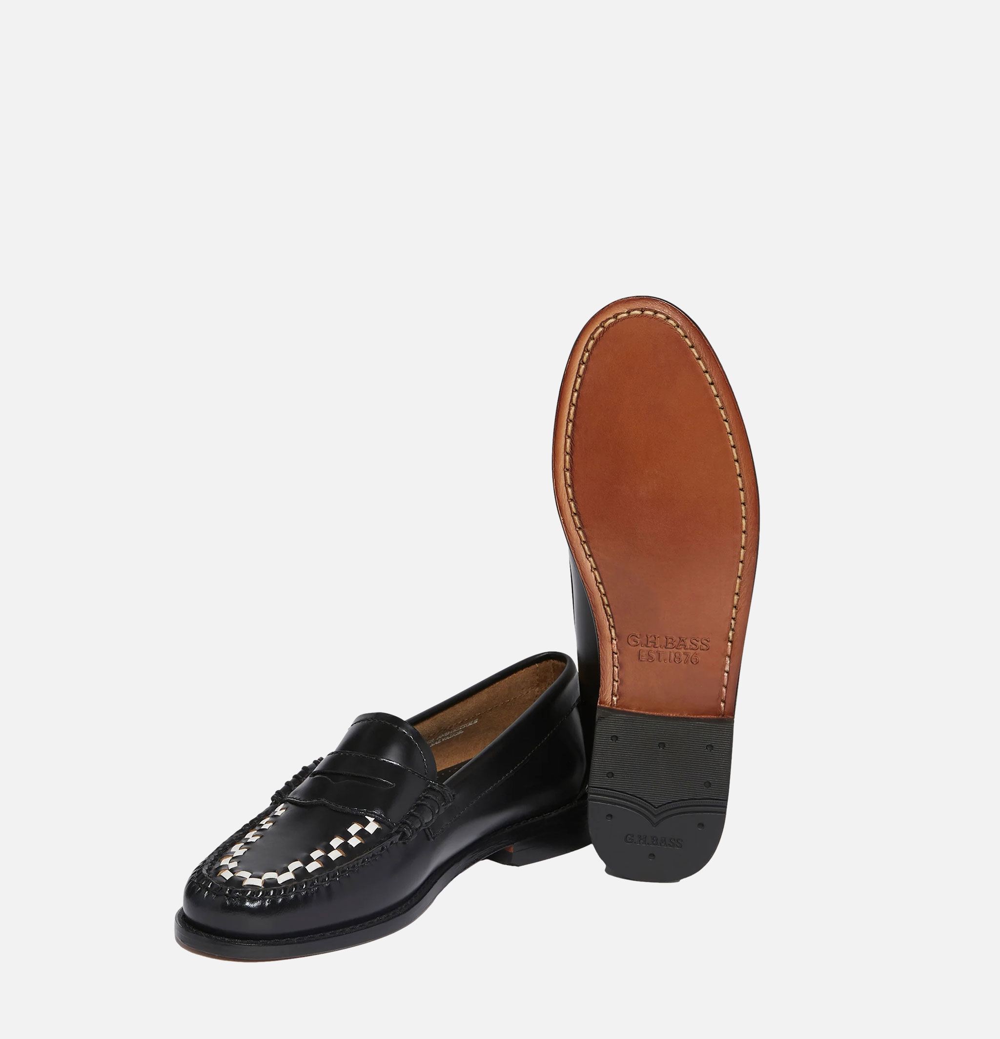 Womens G.H Bass Weejuns Classic Penny Loafer Black & White