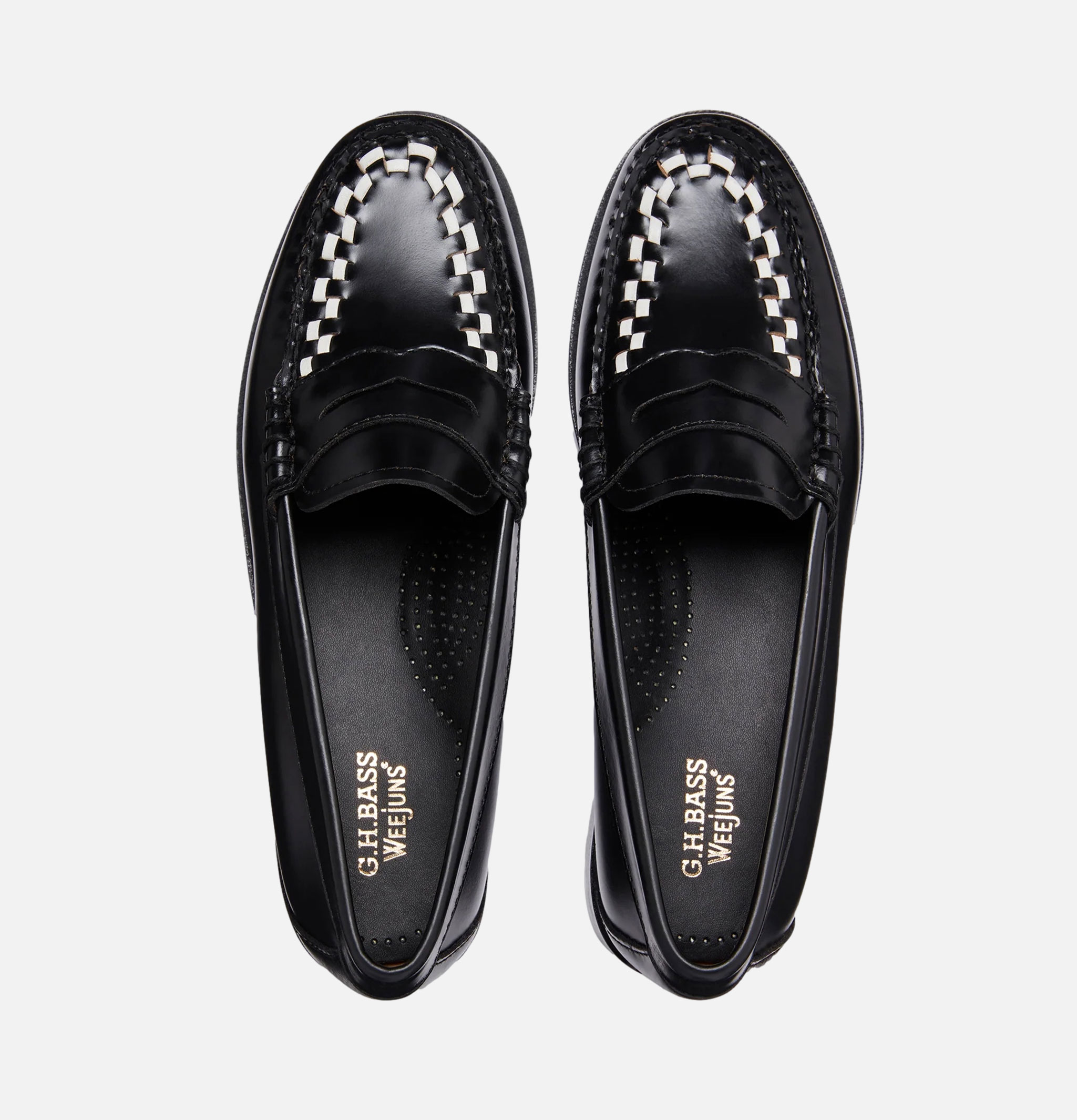 Womens G.H Bass Weejuns Classic Penny Loafer Black & White