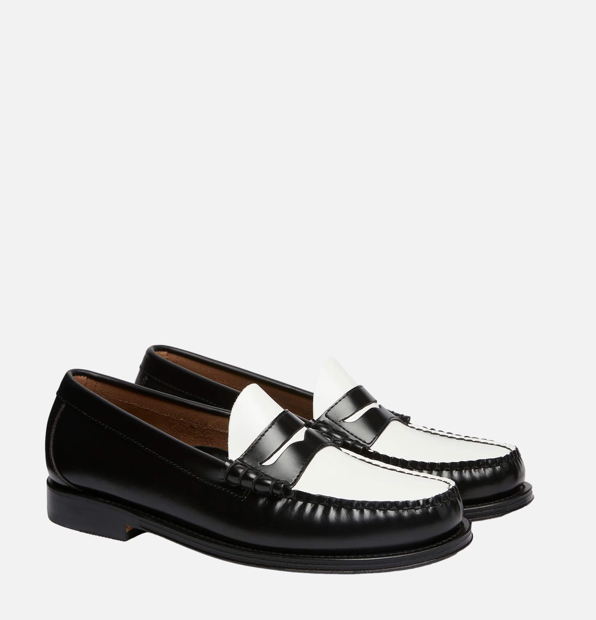 GH Bass Weejuns Penny Loafers Cuir noir et blanc