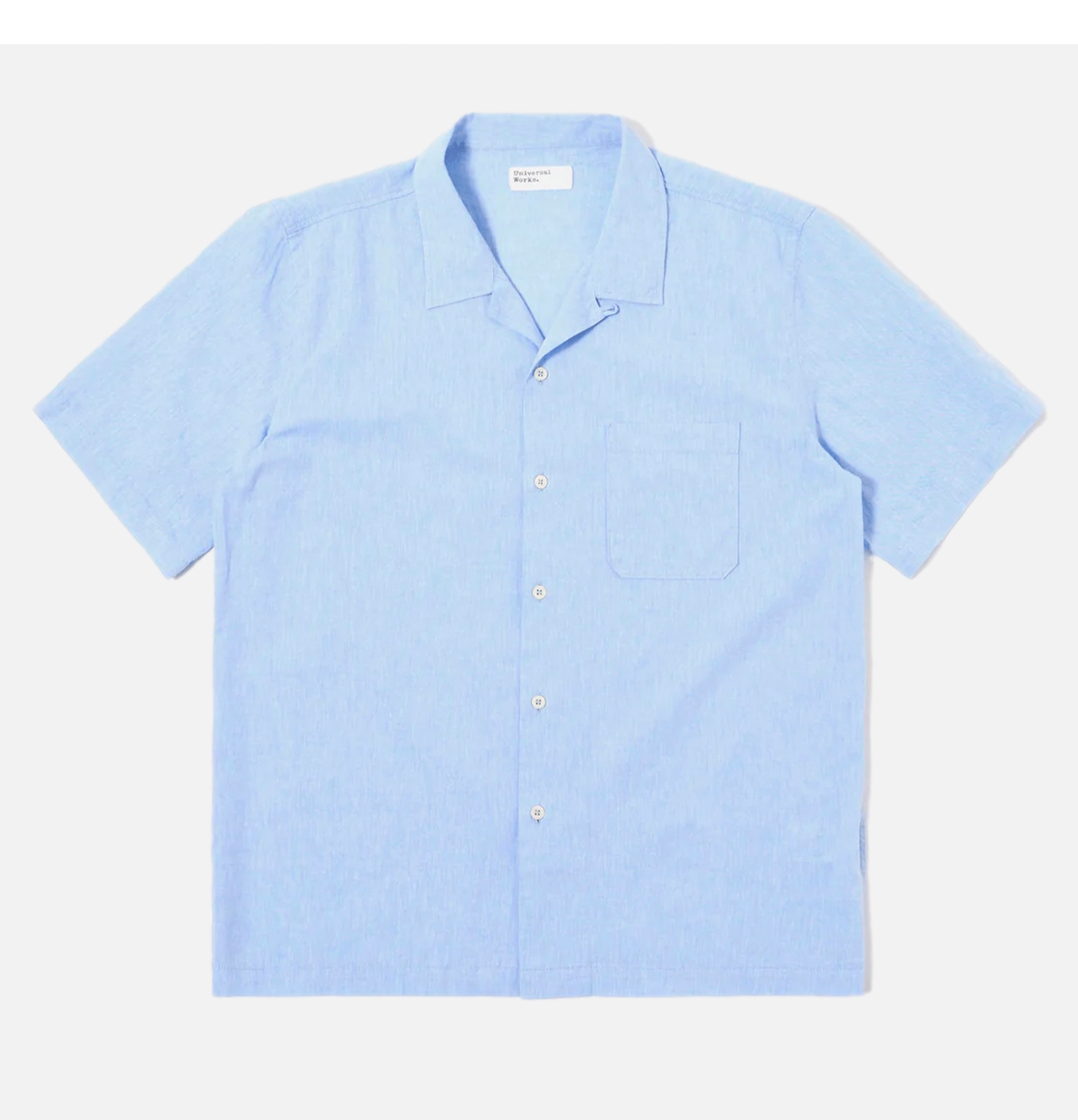 Universal Works Road Shirt Sido Linen Mix Sky blue