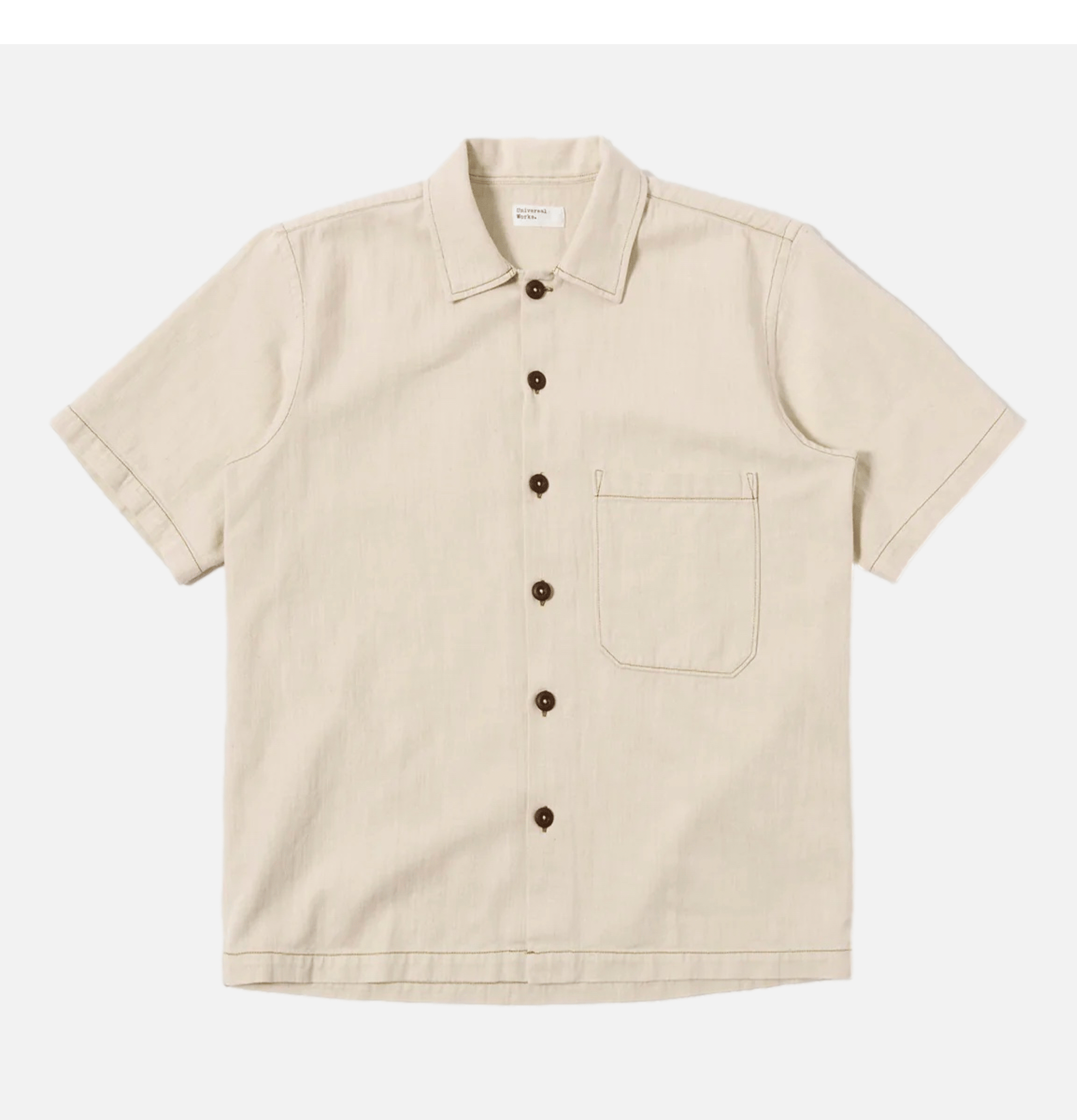 Universal Works Short-Sleeve Fatigue Shirt Koko Ecru