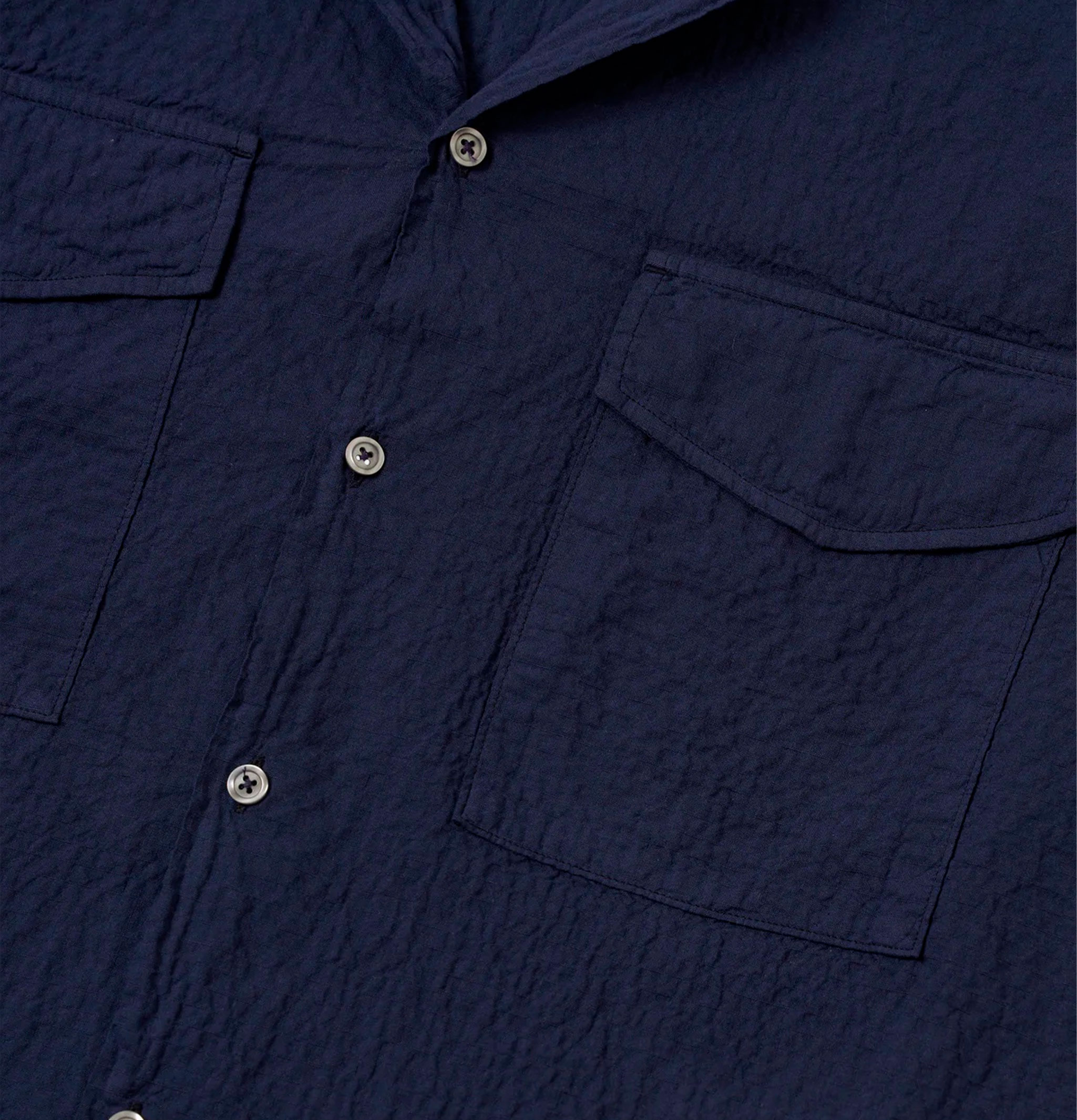 Universal Works Lucky Shirt Seersucker Navy