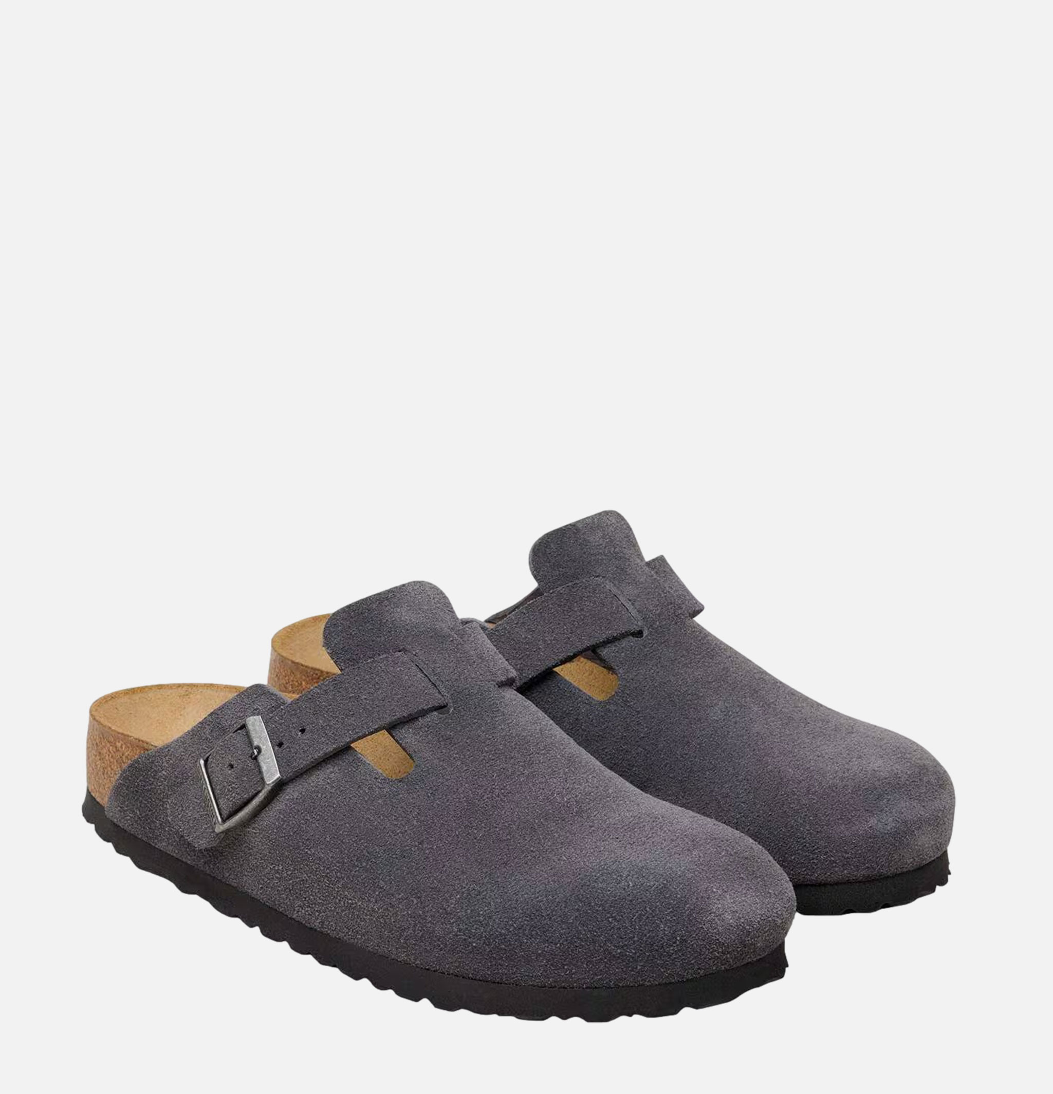 Birkenstock Boston Soft Bed Etroit Suede Charcoal