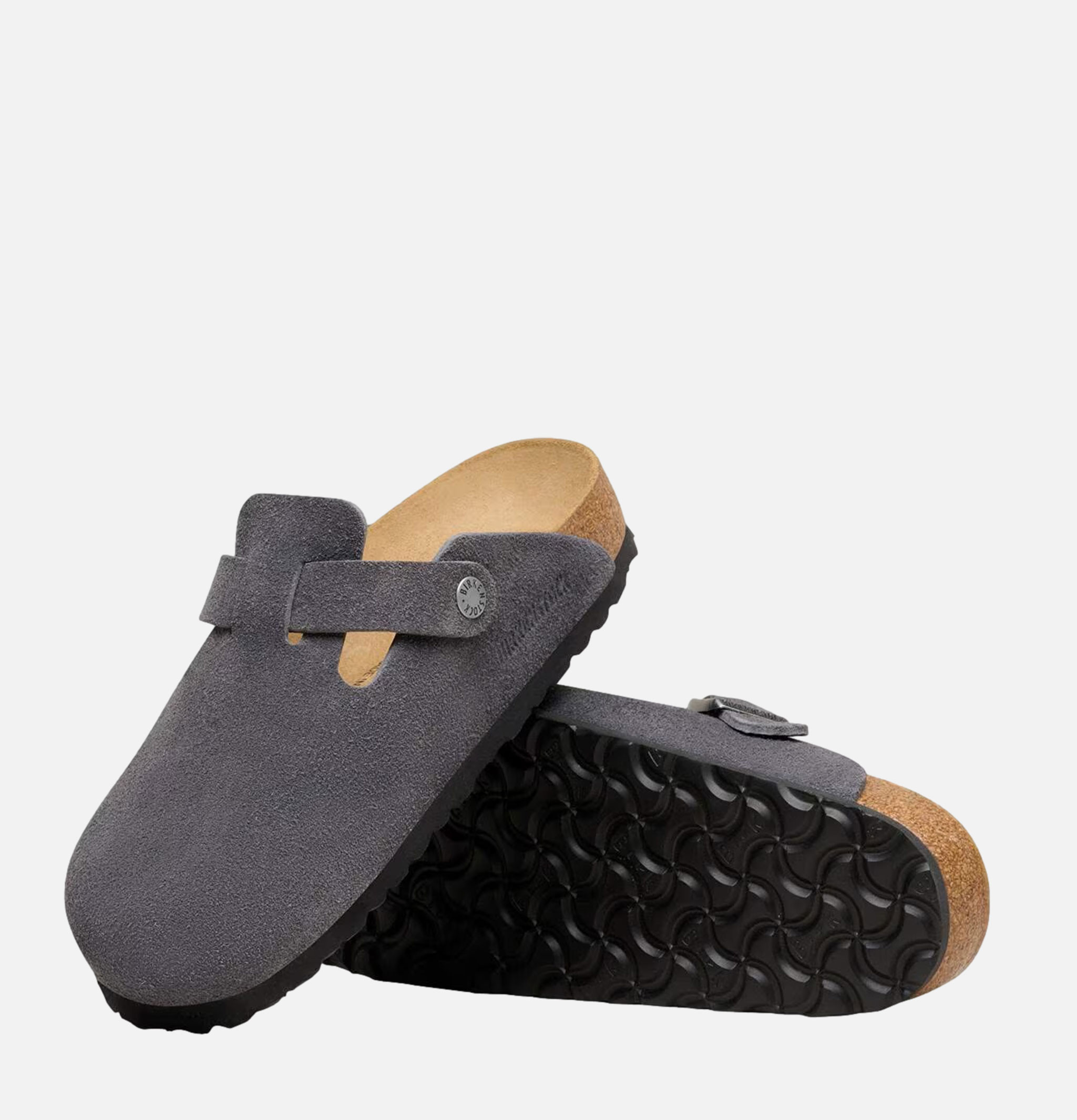 Birkenstock Boston Soft Bed Etroit Suede Charcoal