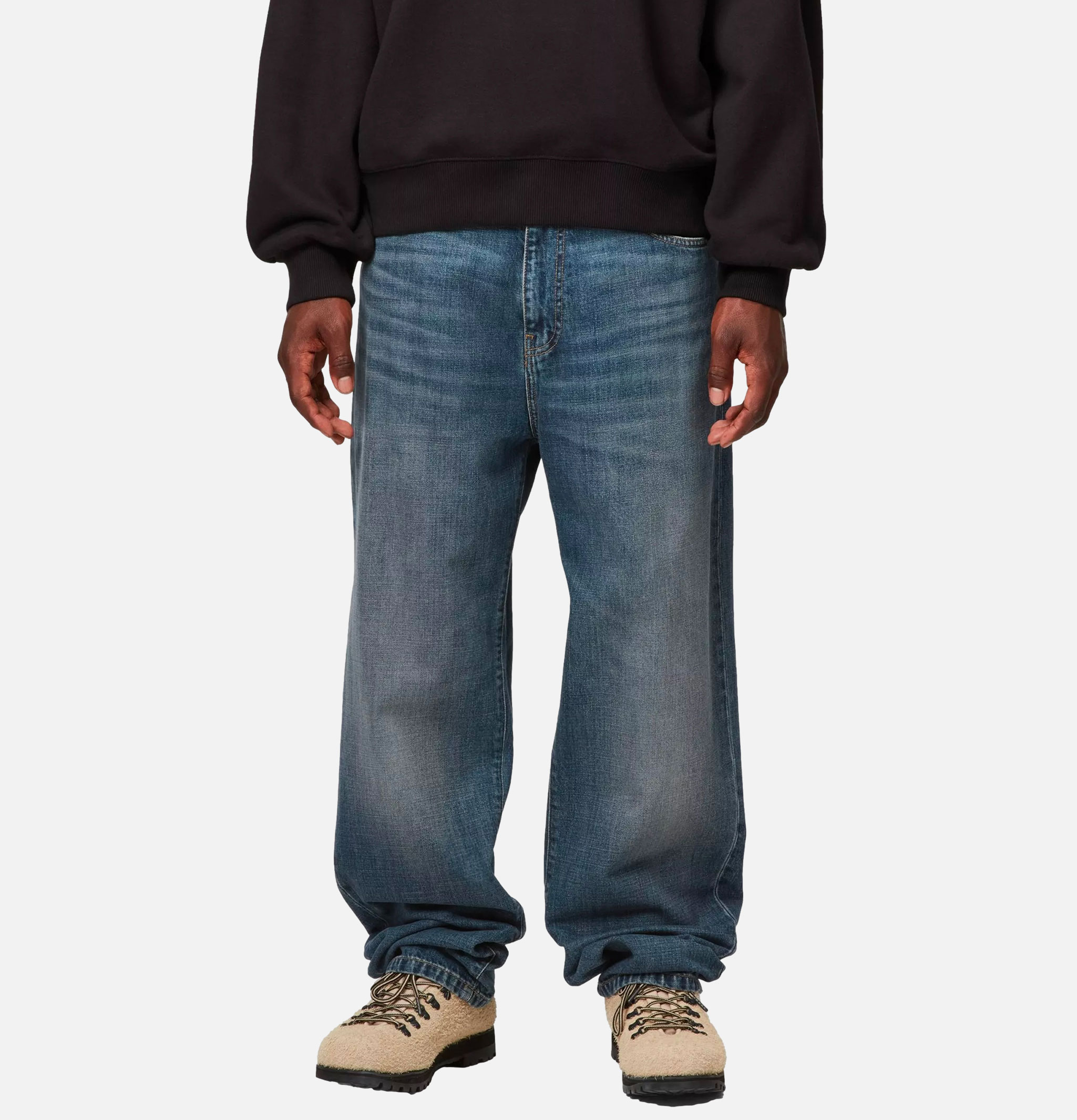 Pantalon Carhartt WIP Aaront Bleu Foncé Usé