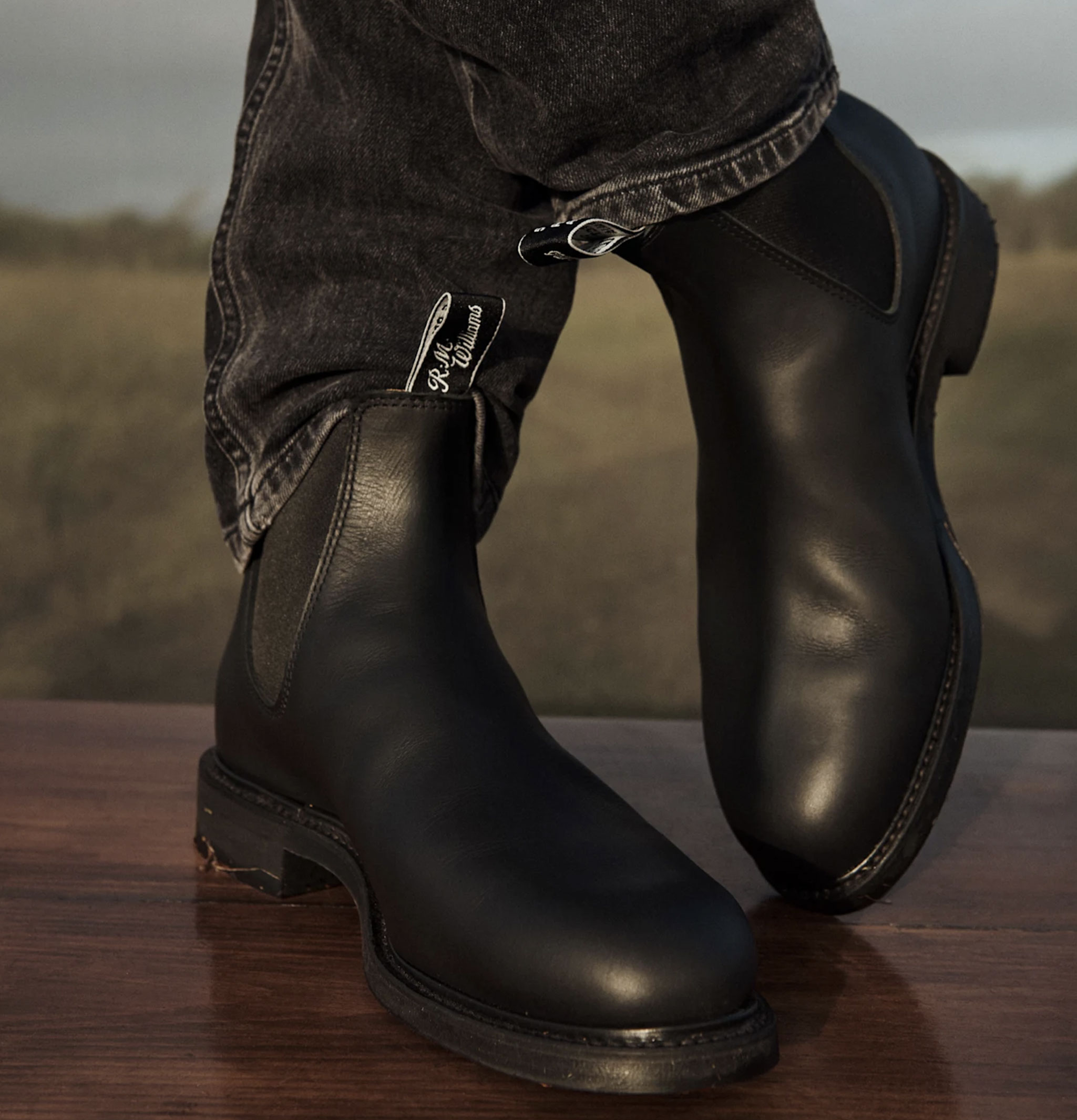 Bottes R.M. Williams Gardener Boots Black Leather.