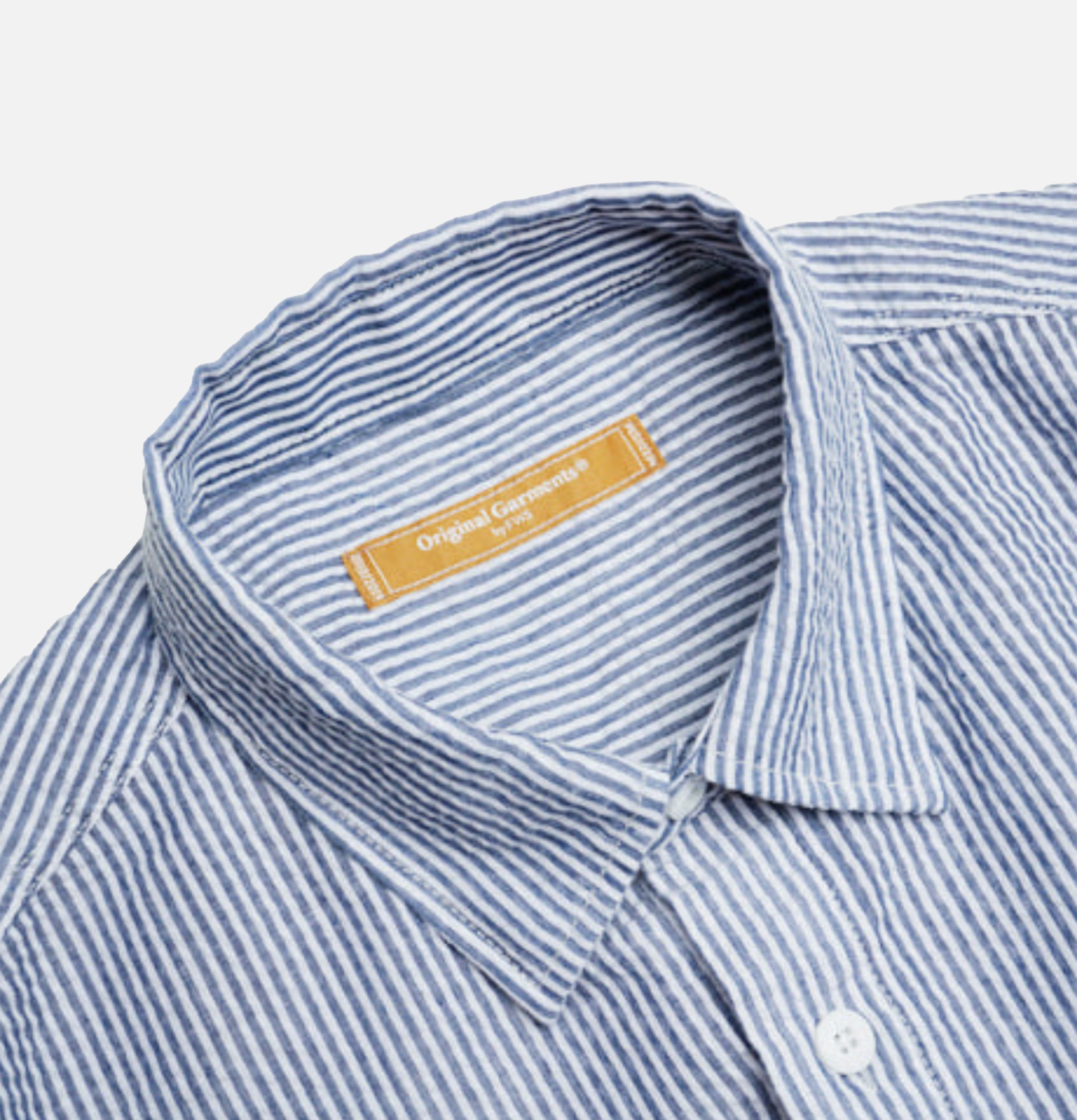 Frizmworks Og Stripe Seersucker Half Shirt in Blue