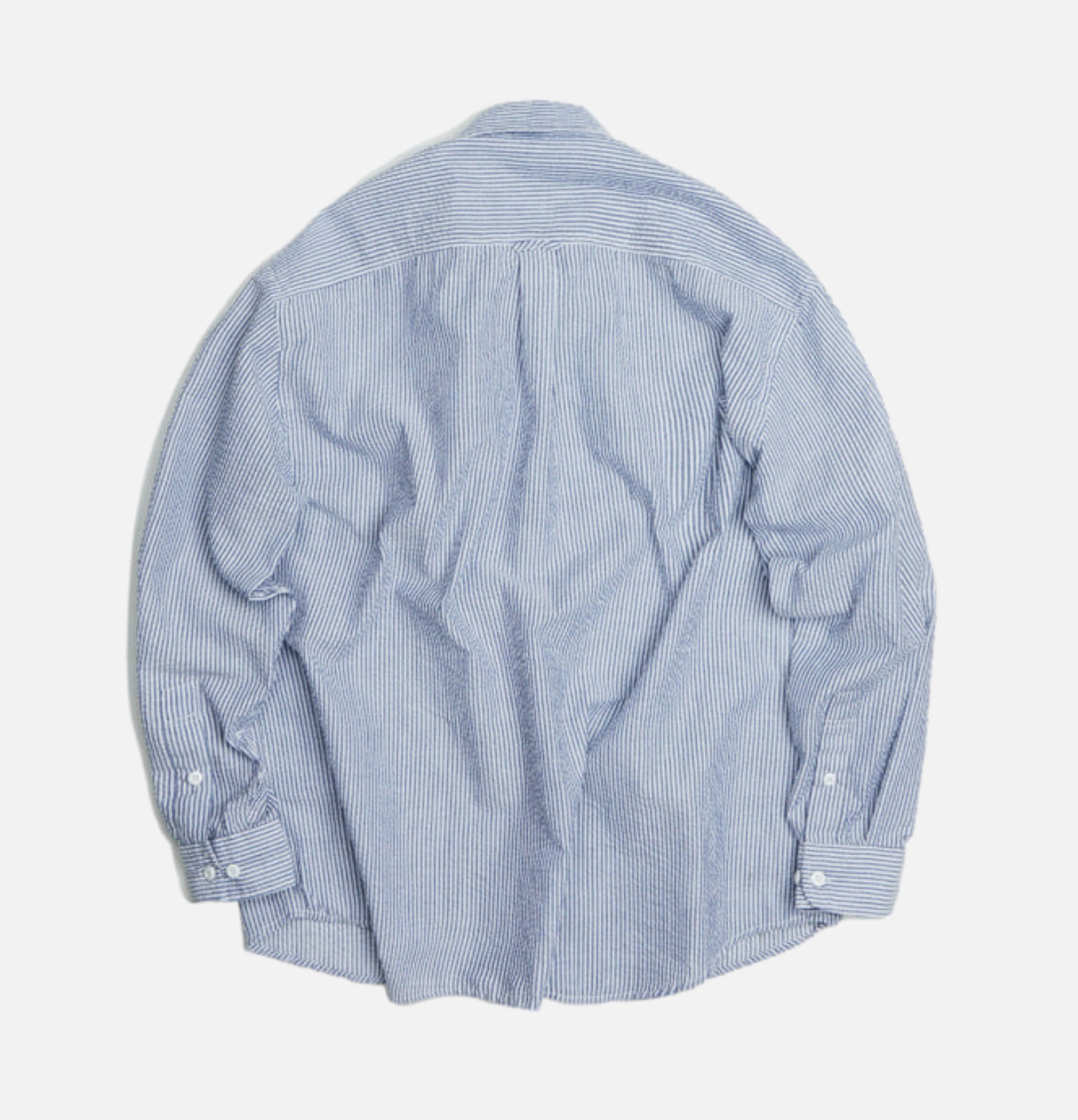 Frizmworks Og Stripe Seersucker Half Shirt in Blue