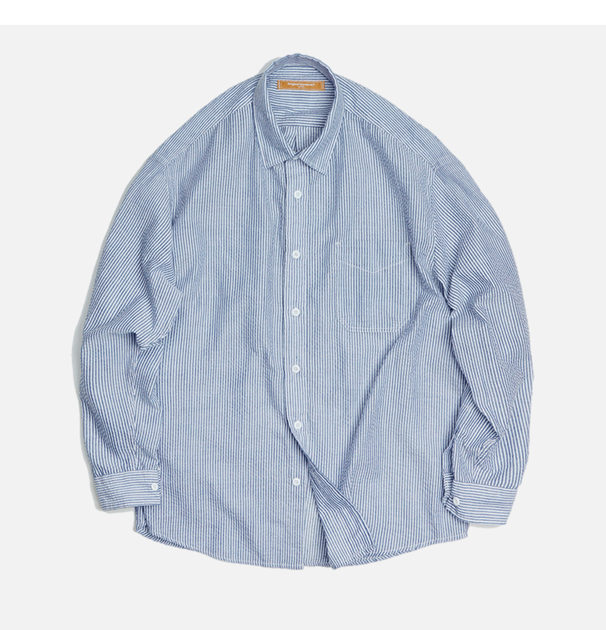 Frizmworks Og Stripe Seersucker Half Shirt in Blue