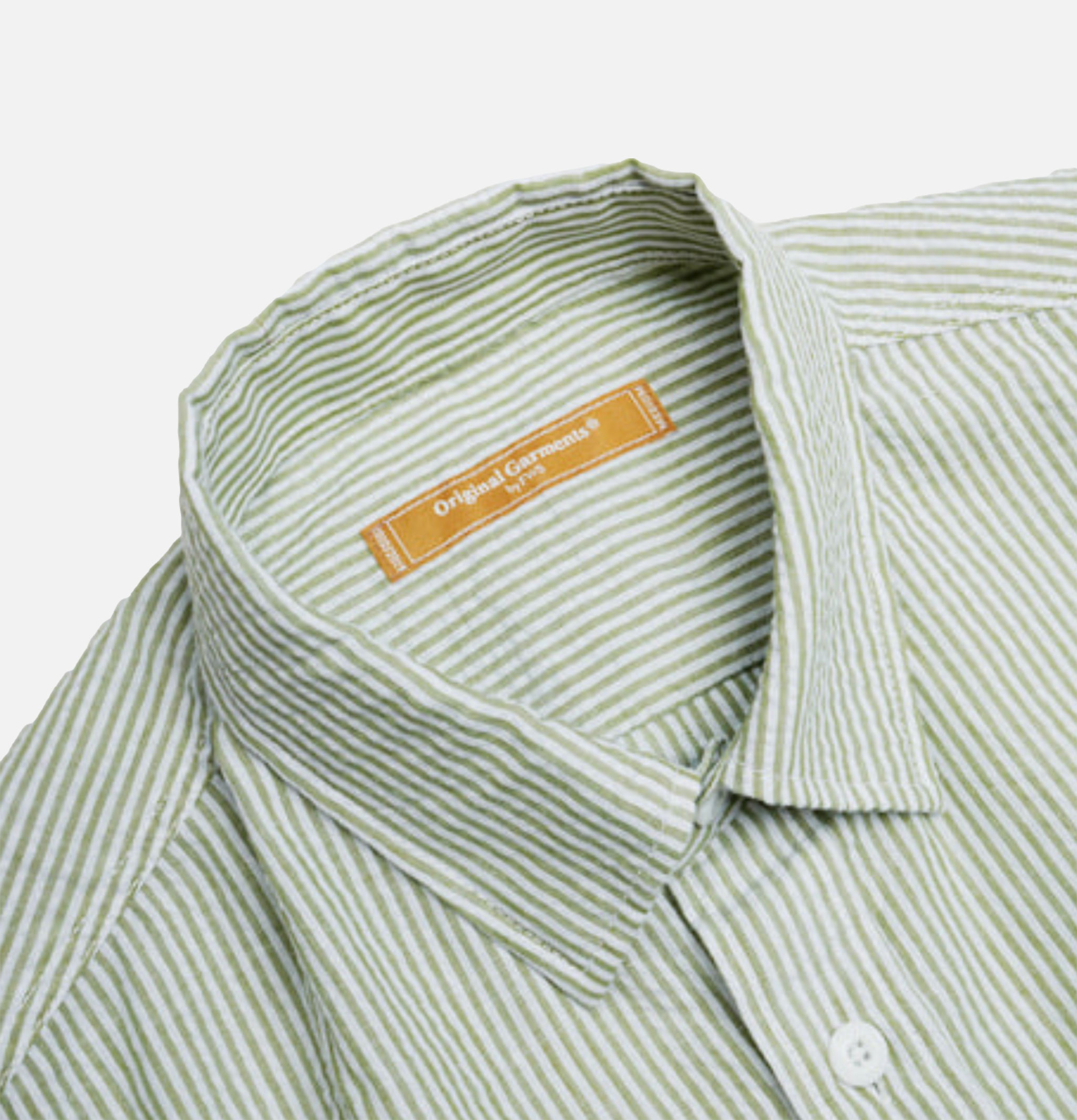 Frizmworks Og Stripe Seersucker Half Shirt in Green