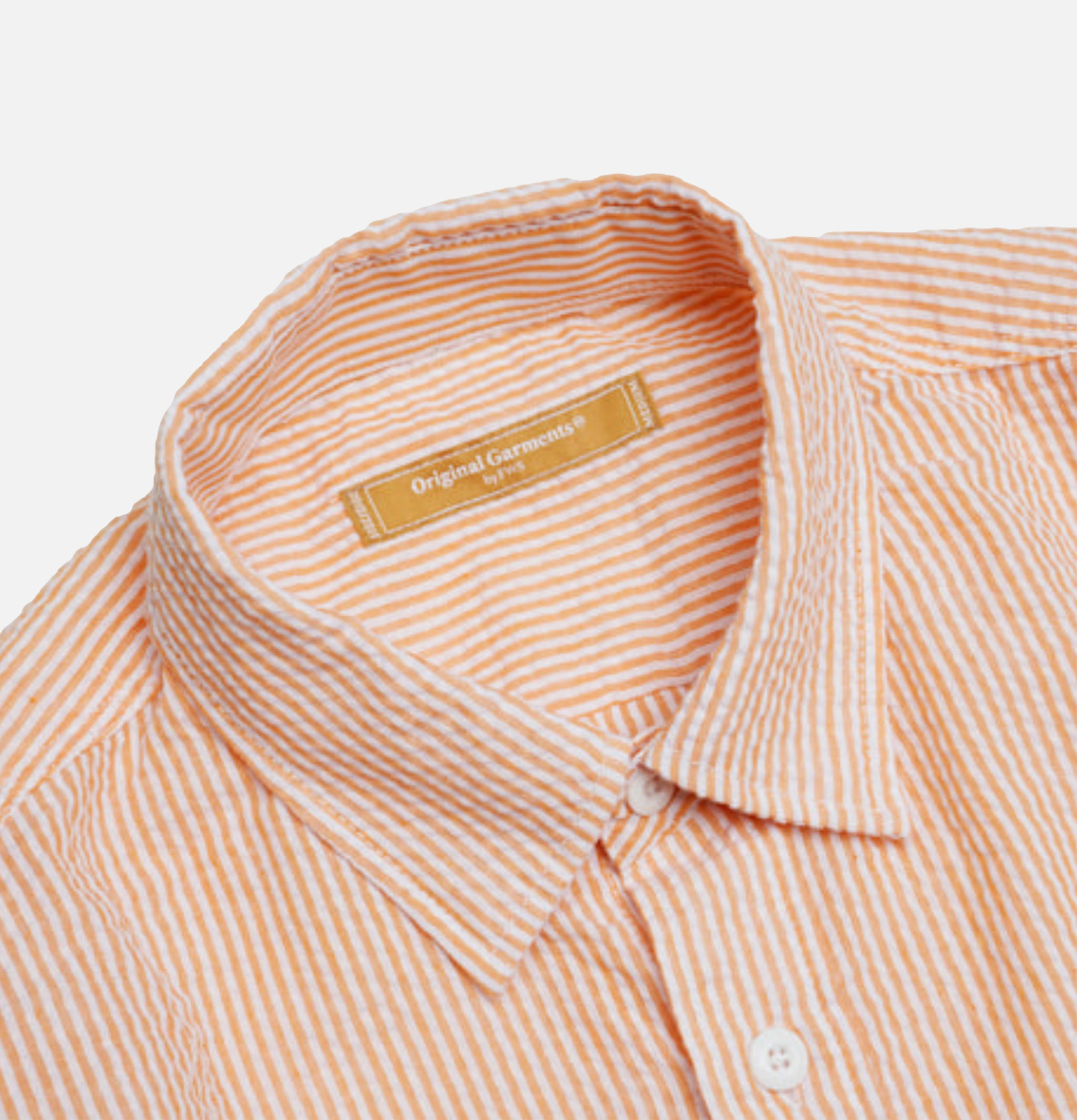 Frizmworks Og Stripe Seersucker Half Shirt in Orange