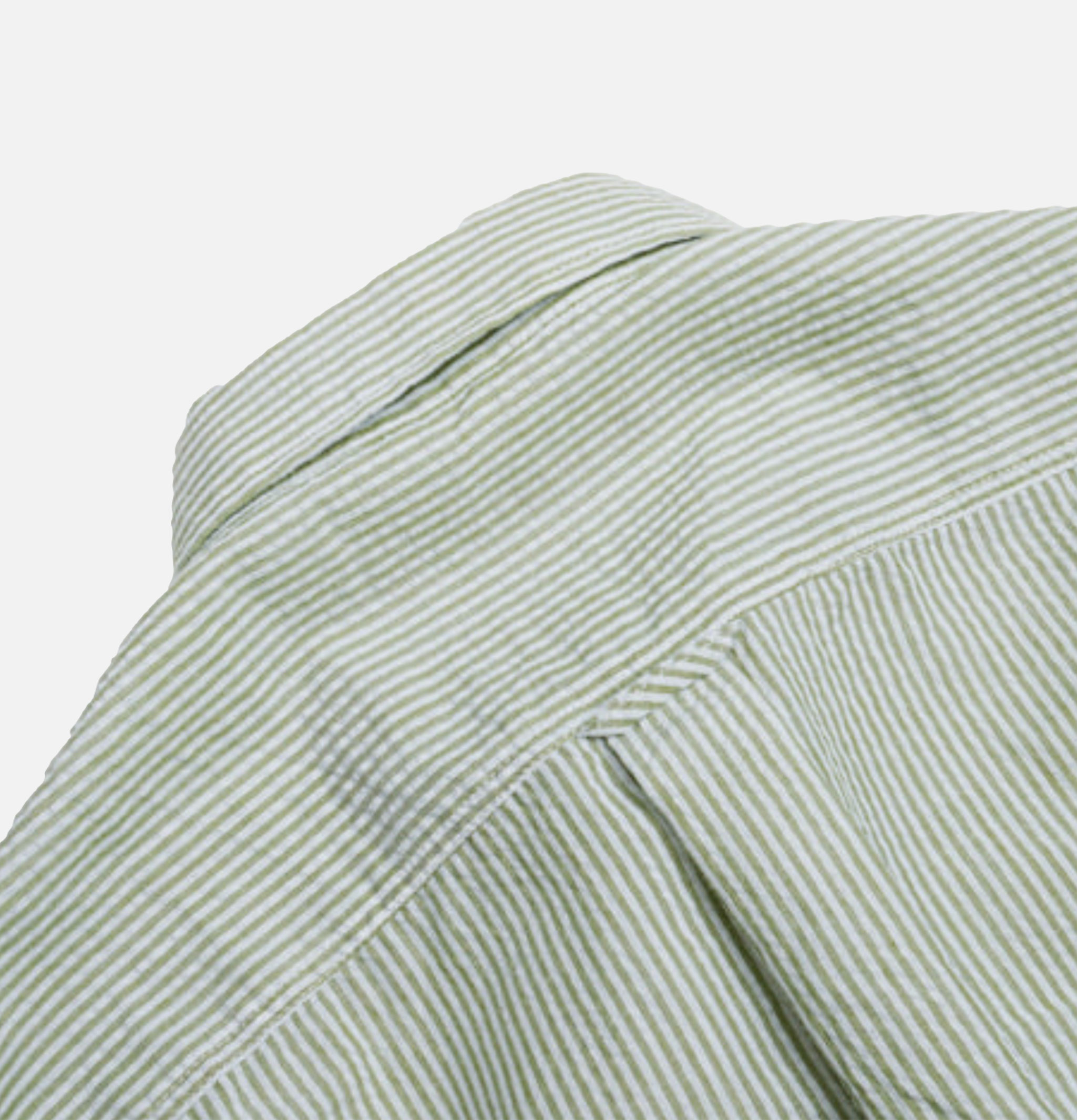 Frizmworks Og Stripe Seersucker Half Shirt in Green