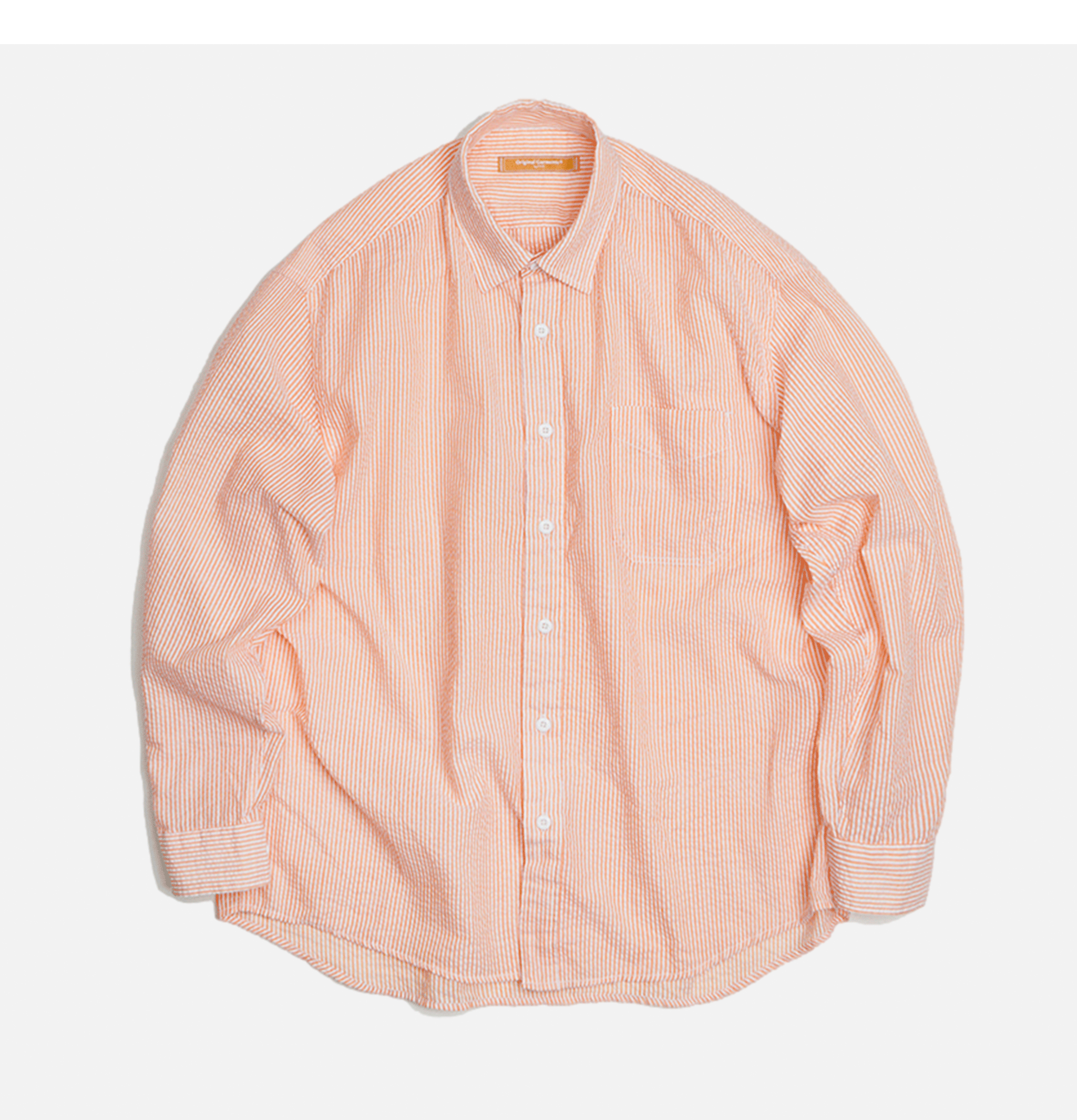 Frizmworks Og Stripe Seersucker Half Shirt in Orange